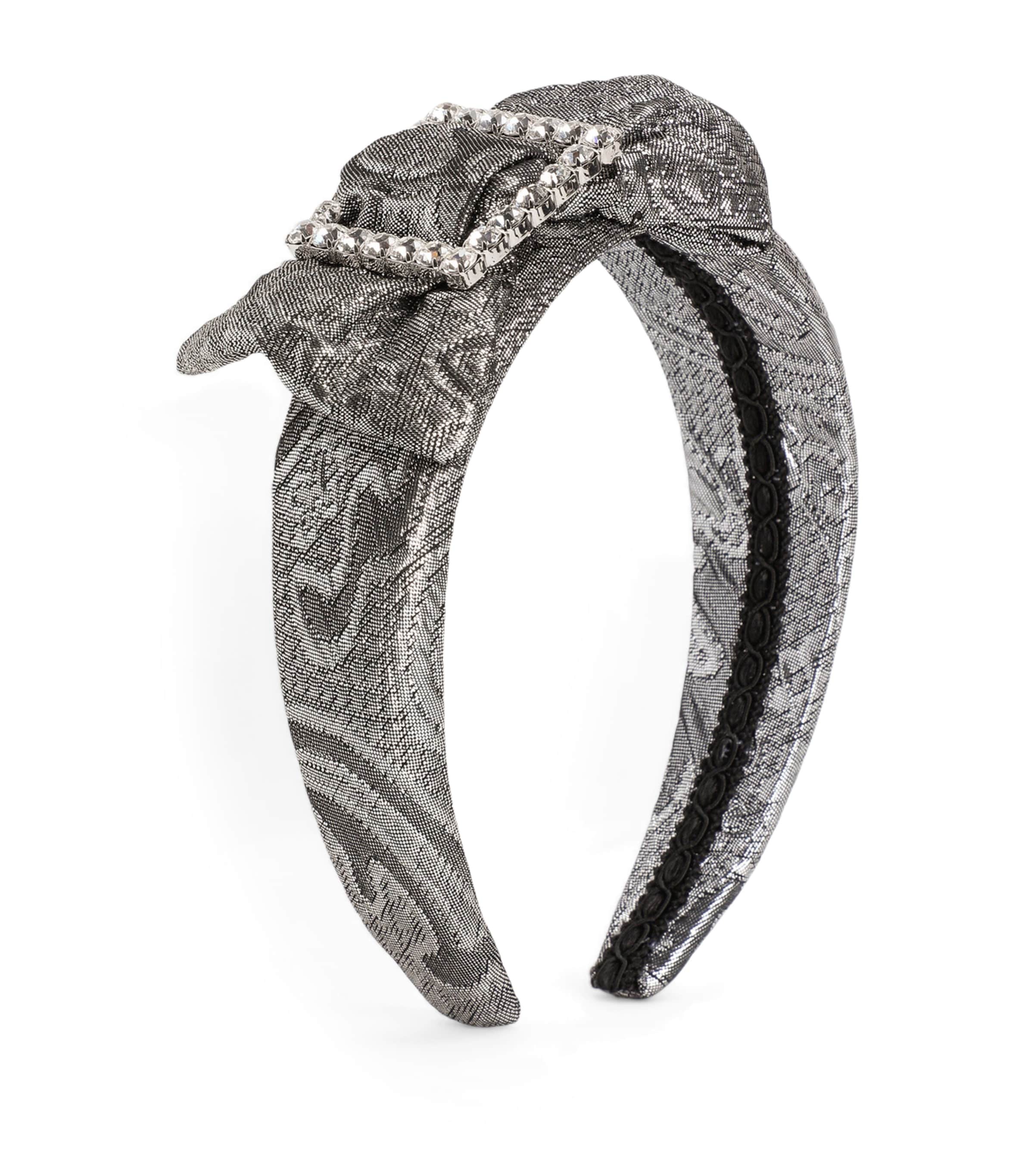 Jacquard Bow Headband S0998-SILVER Image 1
