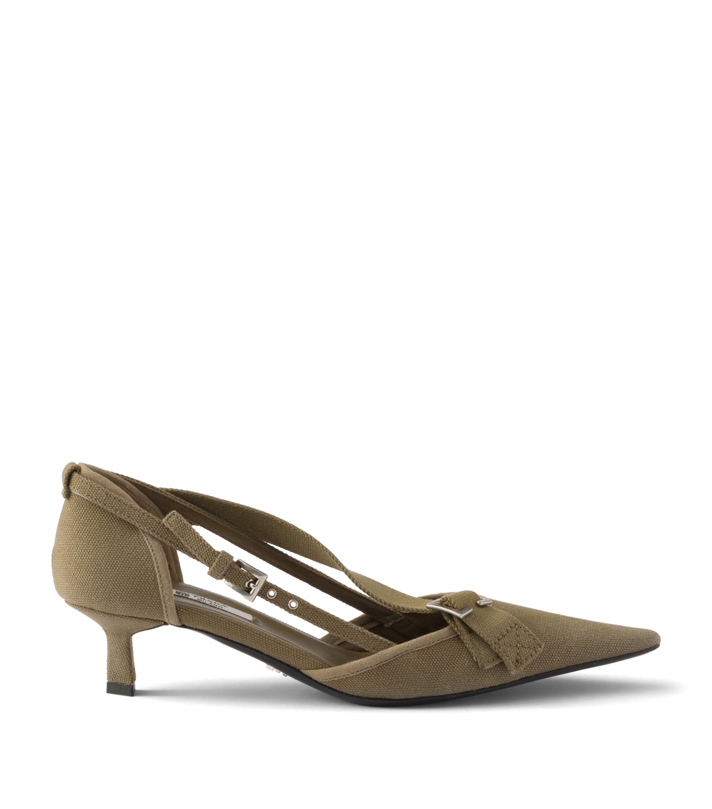 Prada Canvas Buckle-Detail Pumps 45 Green Image 1
