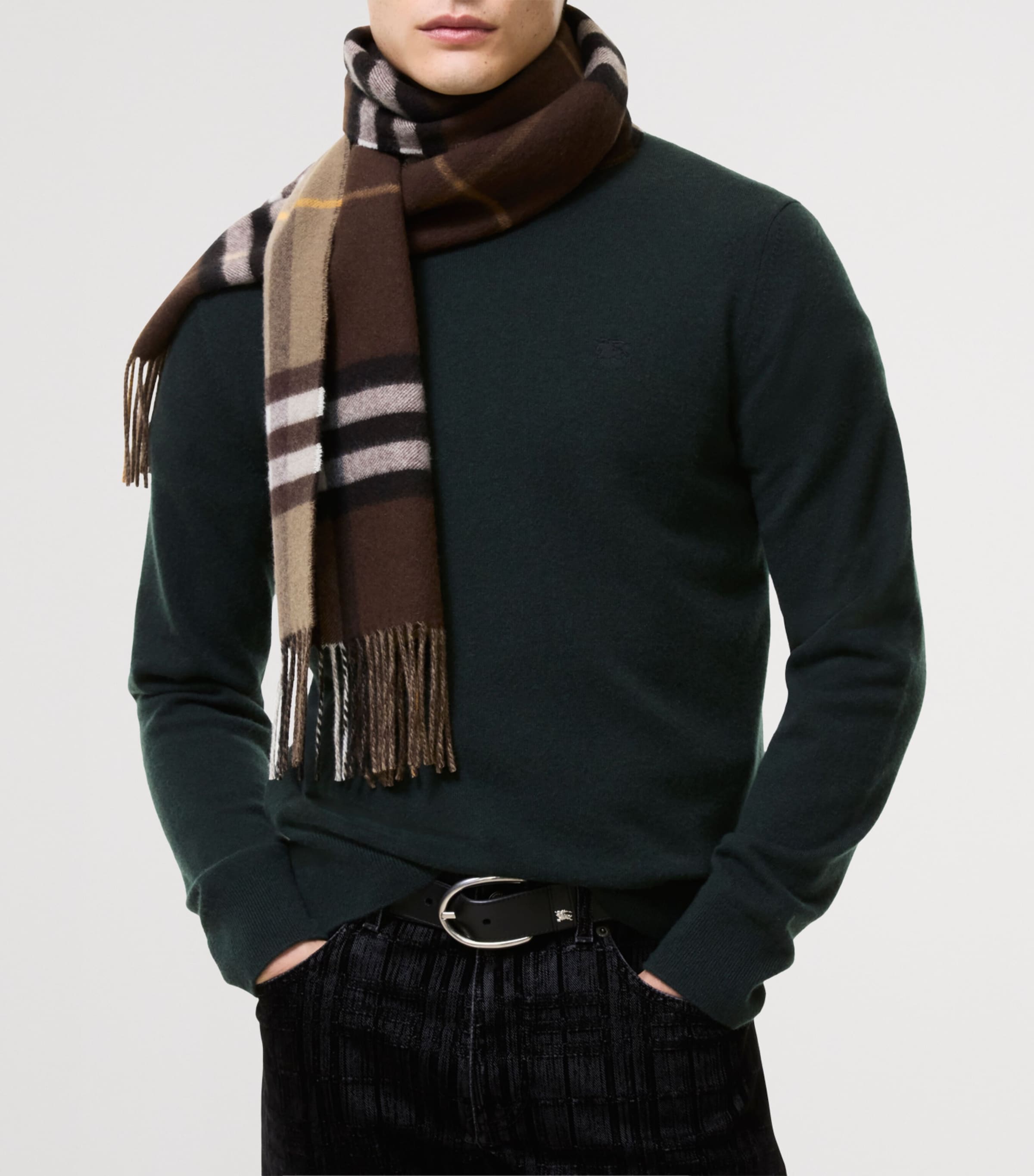 Burberry Reversible Cashmere Check Scarf Vole Brown/treacle Image 2