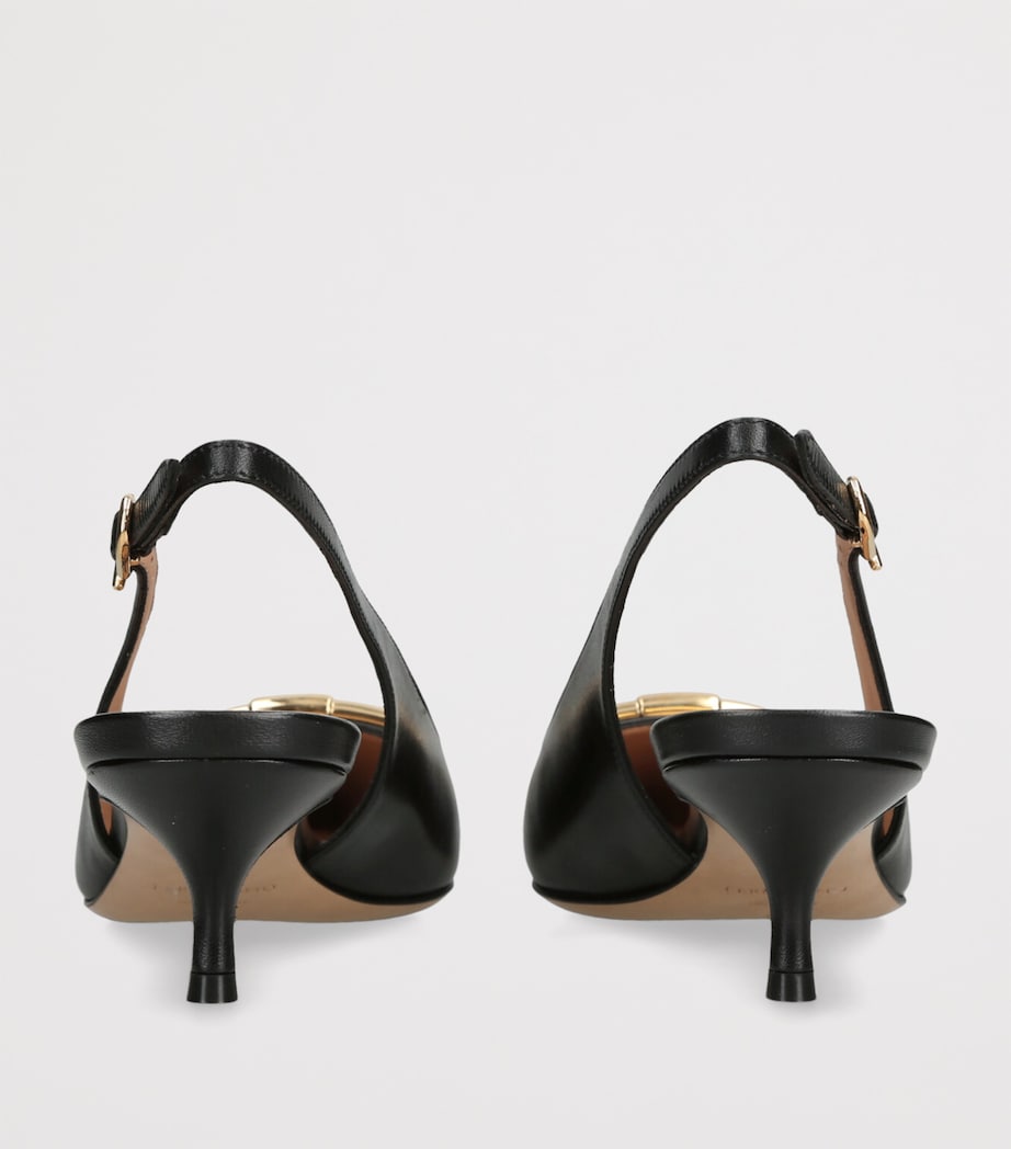 Leather Sara Slingback Heels 40 BLACK Image 2