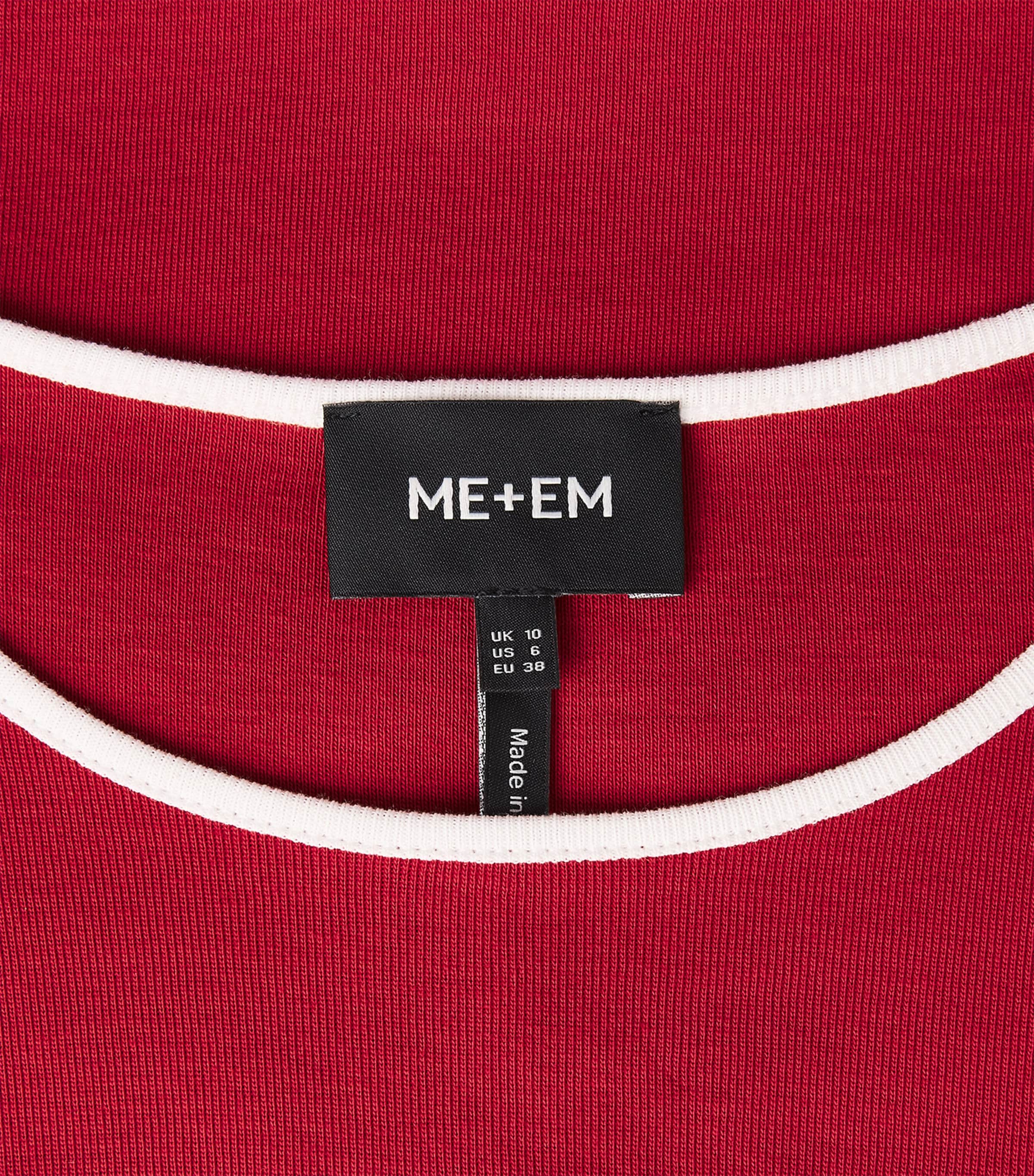 ME+EM Womens Organic Cotton Slim T-Shirt Deep Red/cream Image 6