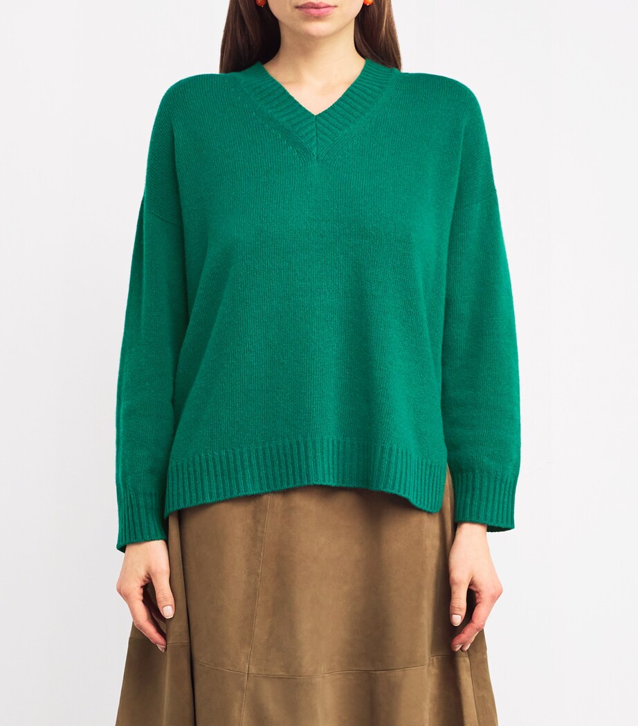 Wool-Blend V-Neck Sweater GREEN Image 3