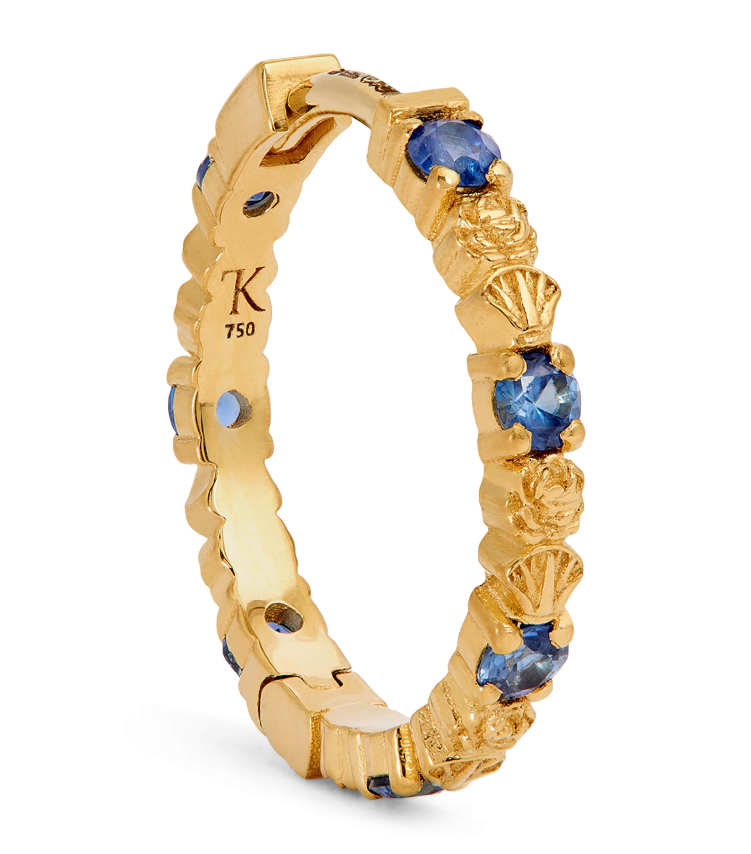 Shop Katarina Tarazi Yellow Gold And Sapphire Neo Single Hoop Earring