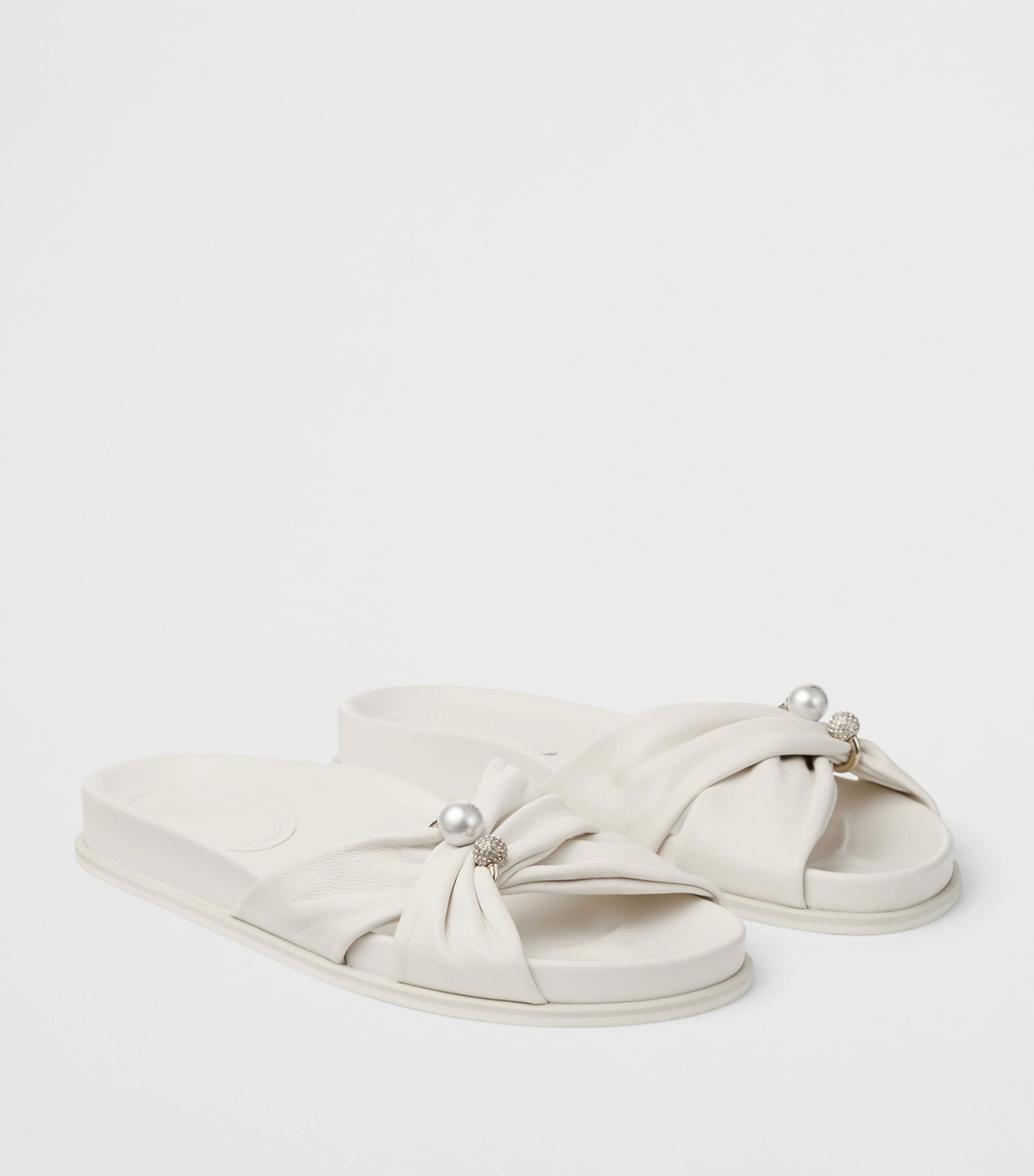 Jimmy Choo Rafi Leather Flat Sandals Latte Image 3