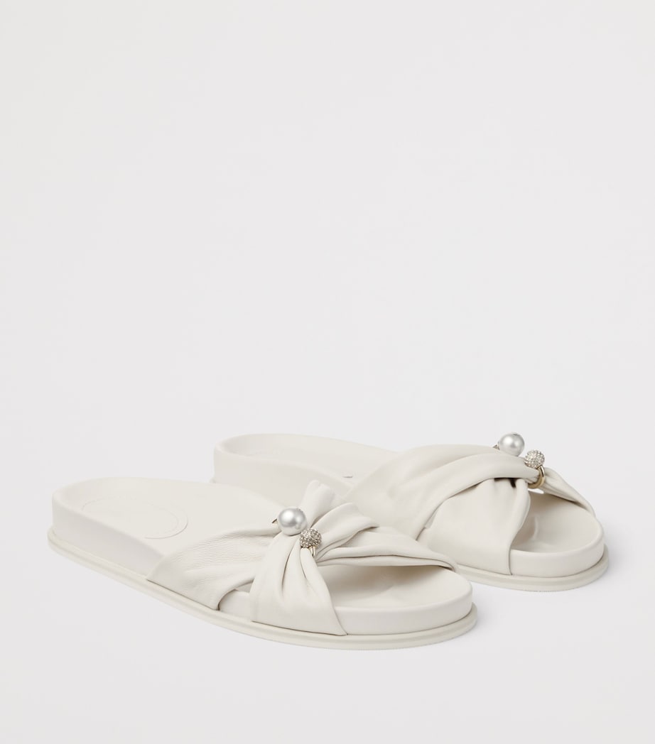 Jimmy Choo Rafi Leather Flat Sandals Latte Image 3