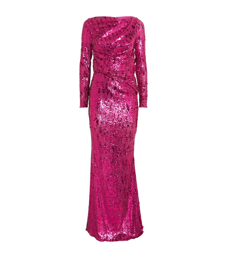 Draped Sequinned Gown FUCHSIA Image 1