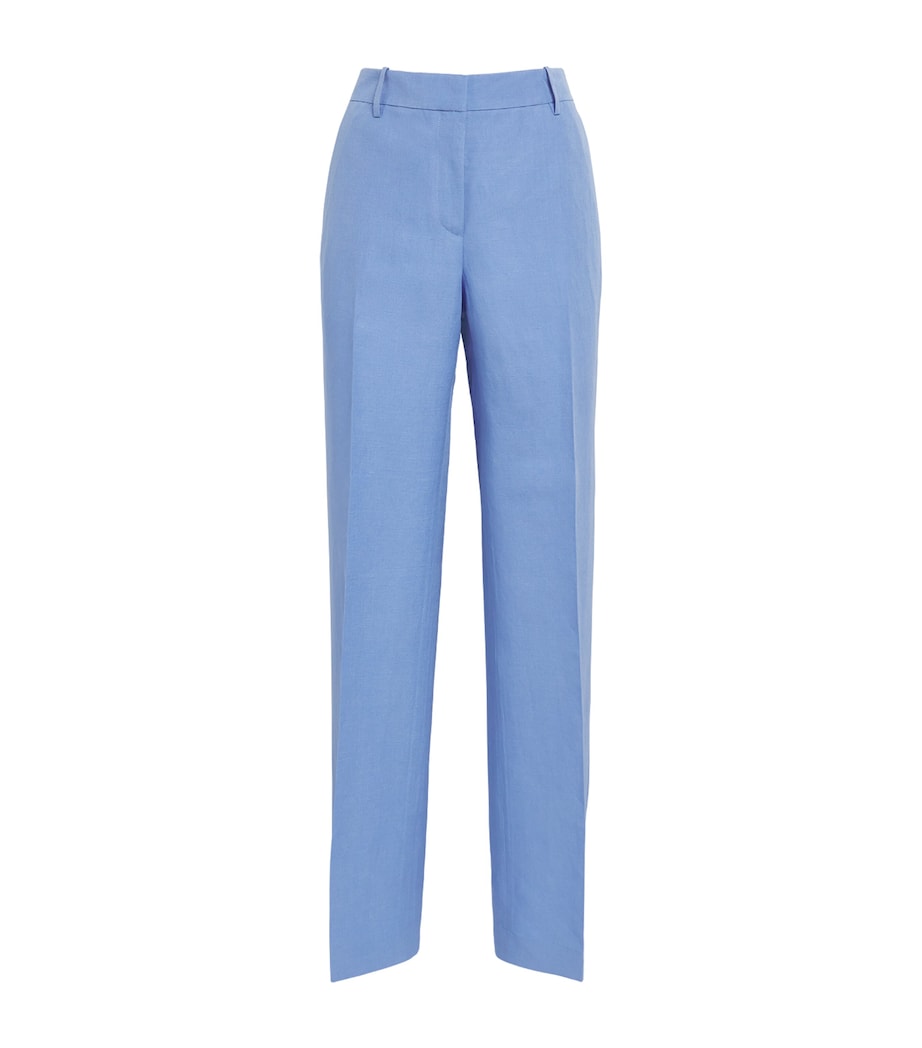 Lafayette 148 Womens Silk-Linen Wide-Leg Trousers Iris Iris Image 1