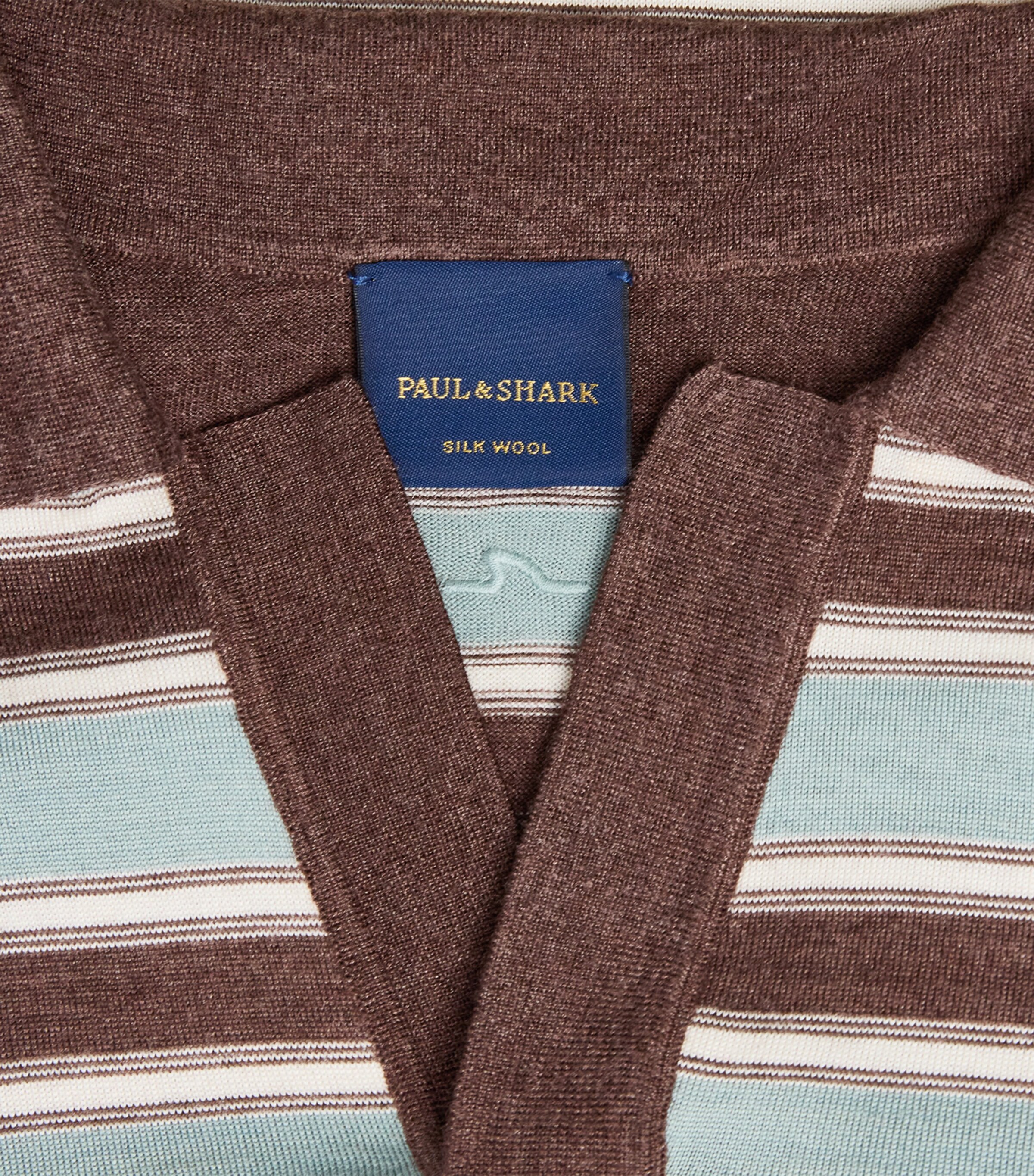 Paul & Shark Mens Virgin Wool-Silk Stripe Polo Shirt Slvia Marn Bianc Image 6