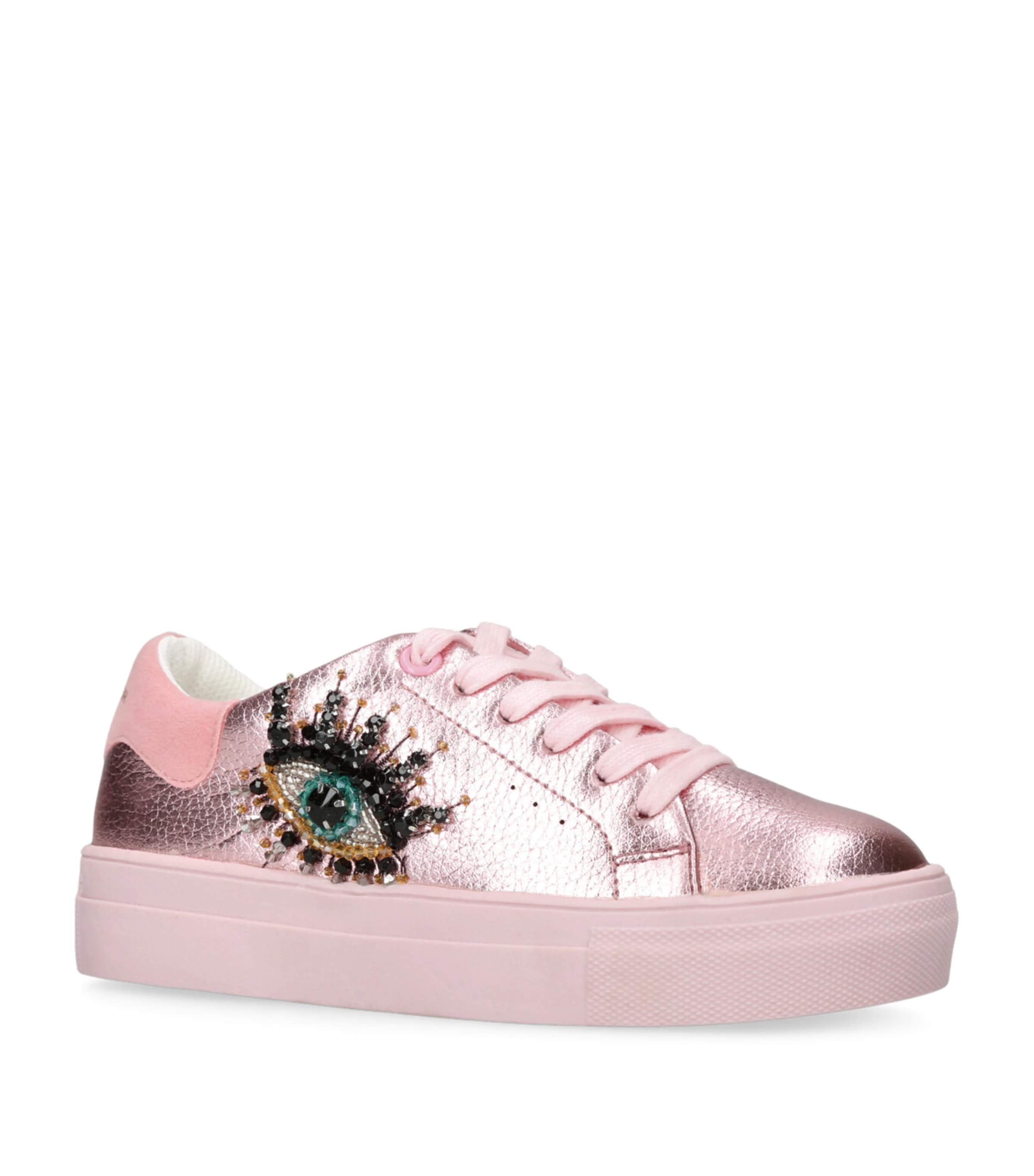 KURT GEIGER LEATHER MINI LANEY EYE SNEAKERS 