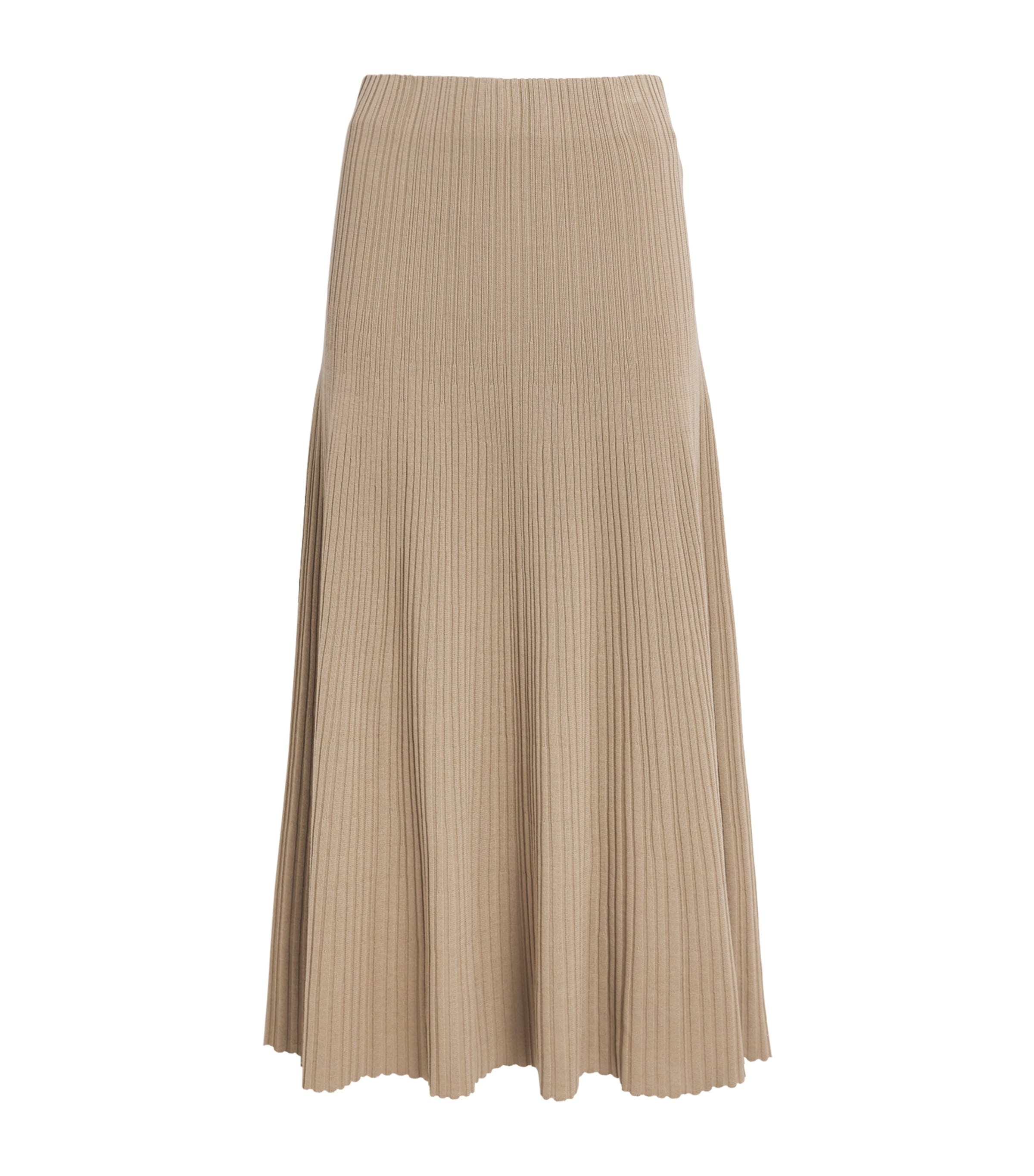 Agnona Womens Cotton-Silk Midi Skirt Light Brown Khaki Image 1