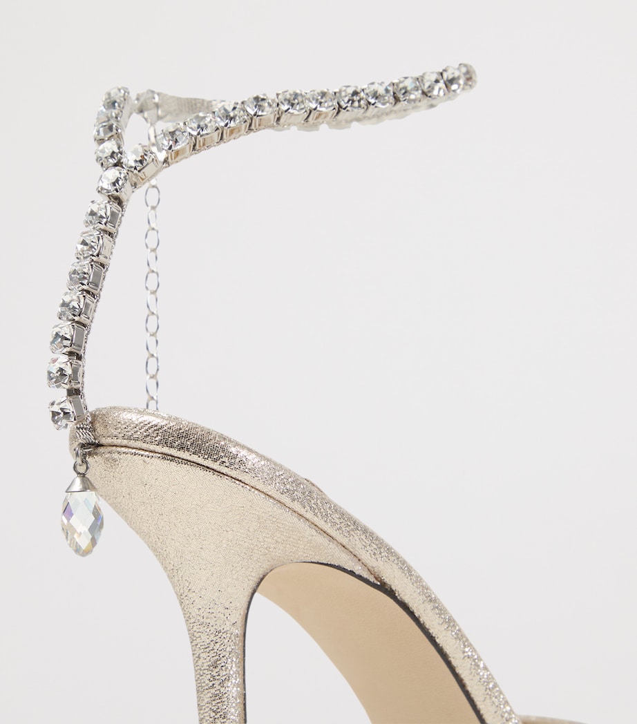 Jimmy Choo Saeda 100 Satin Pumps Platinum/crystal Image 5