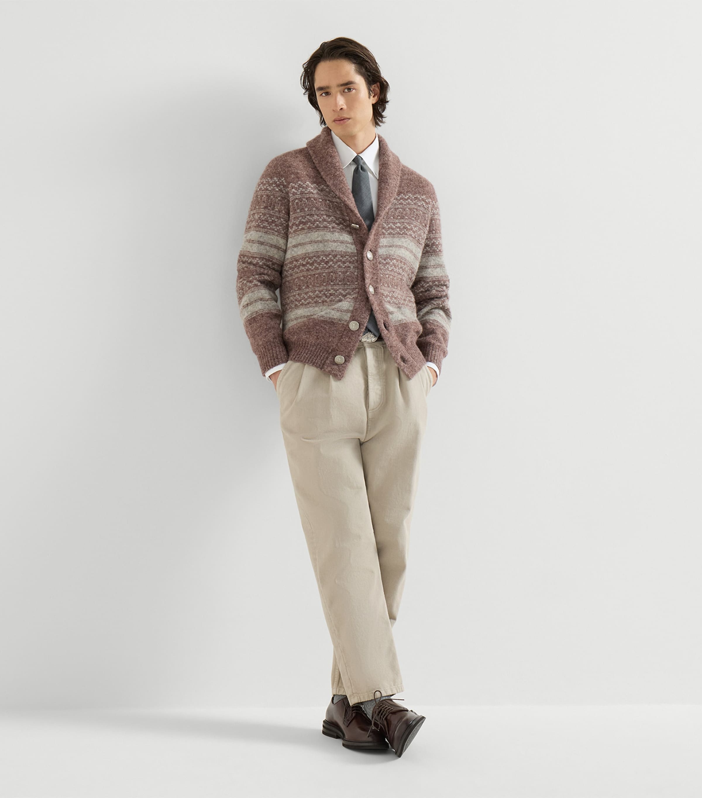 Brunello Cucinelli Mens Cotton Denim Pleated Trousers Image 3