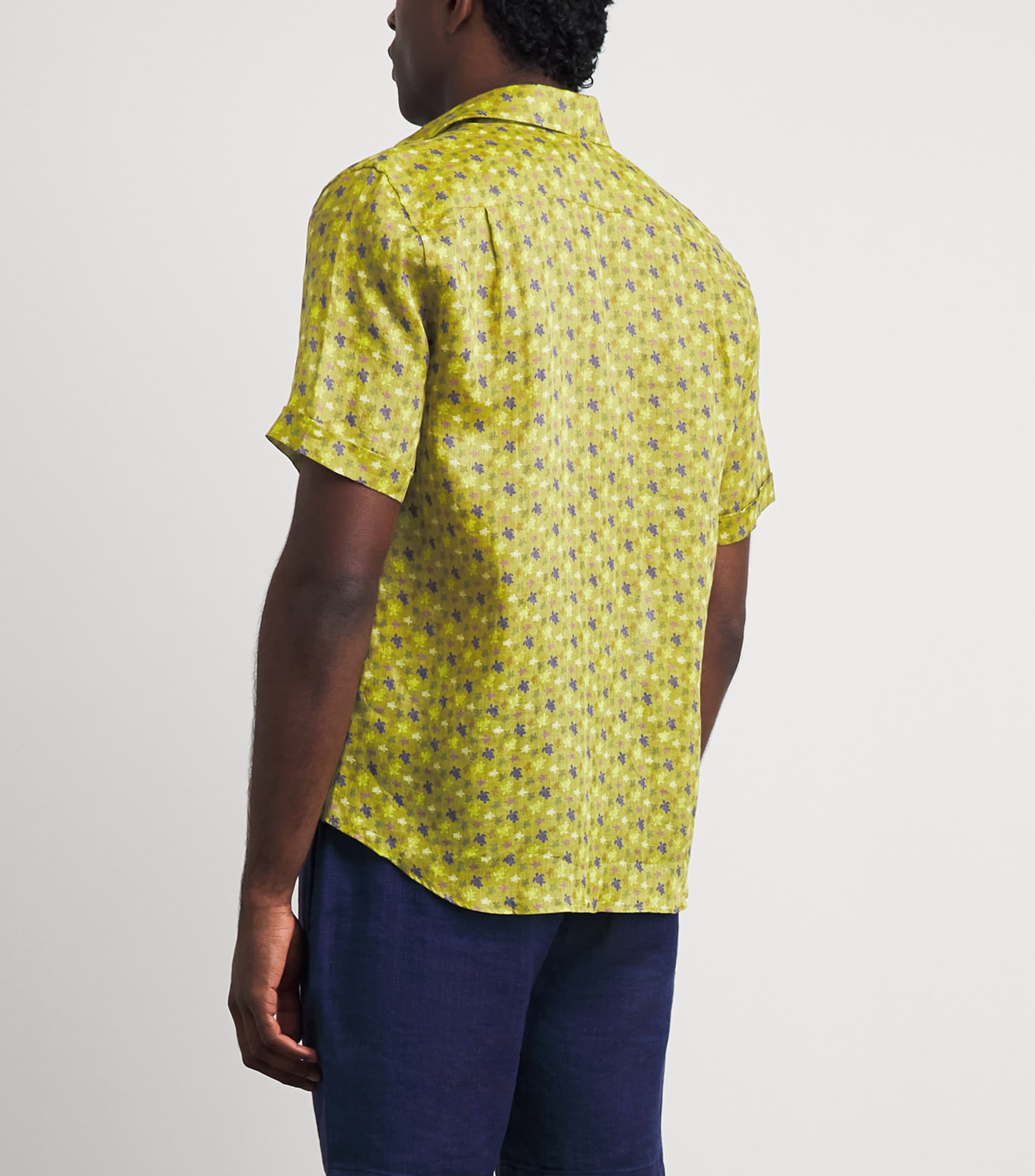 Vilebrequin Mens Ramie Turtle Print Shirt Absinthe Image 5