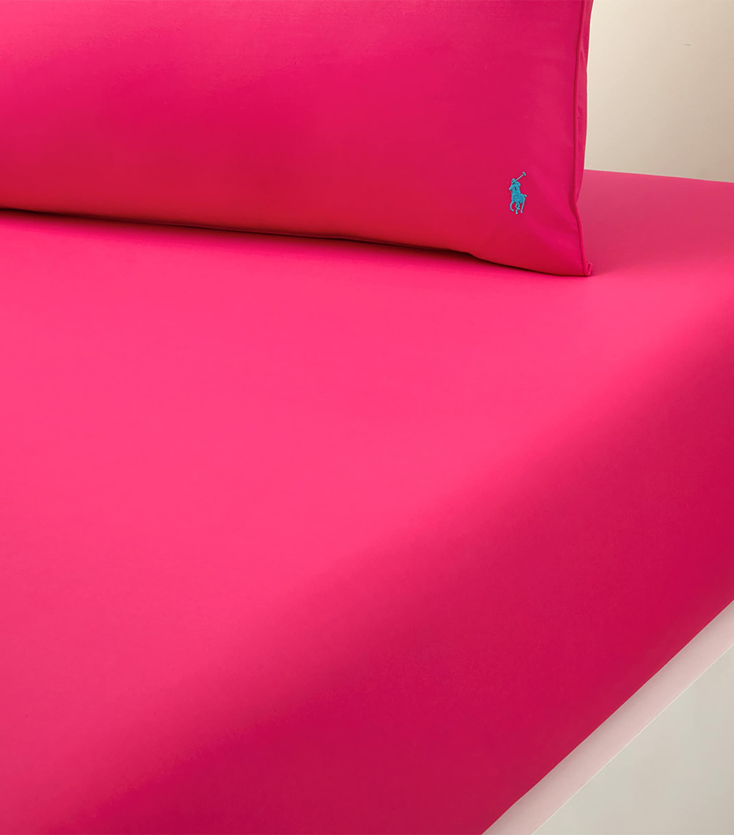 Ralph Lauren Home Cotton Polo Player Fitted Sheet (90cm x 200cm) Pinksky Image 2