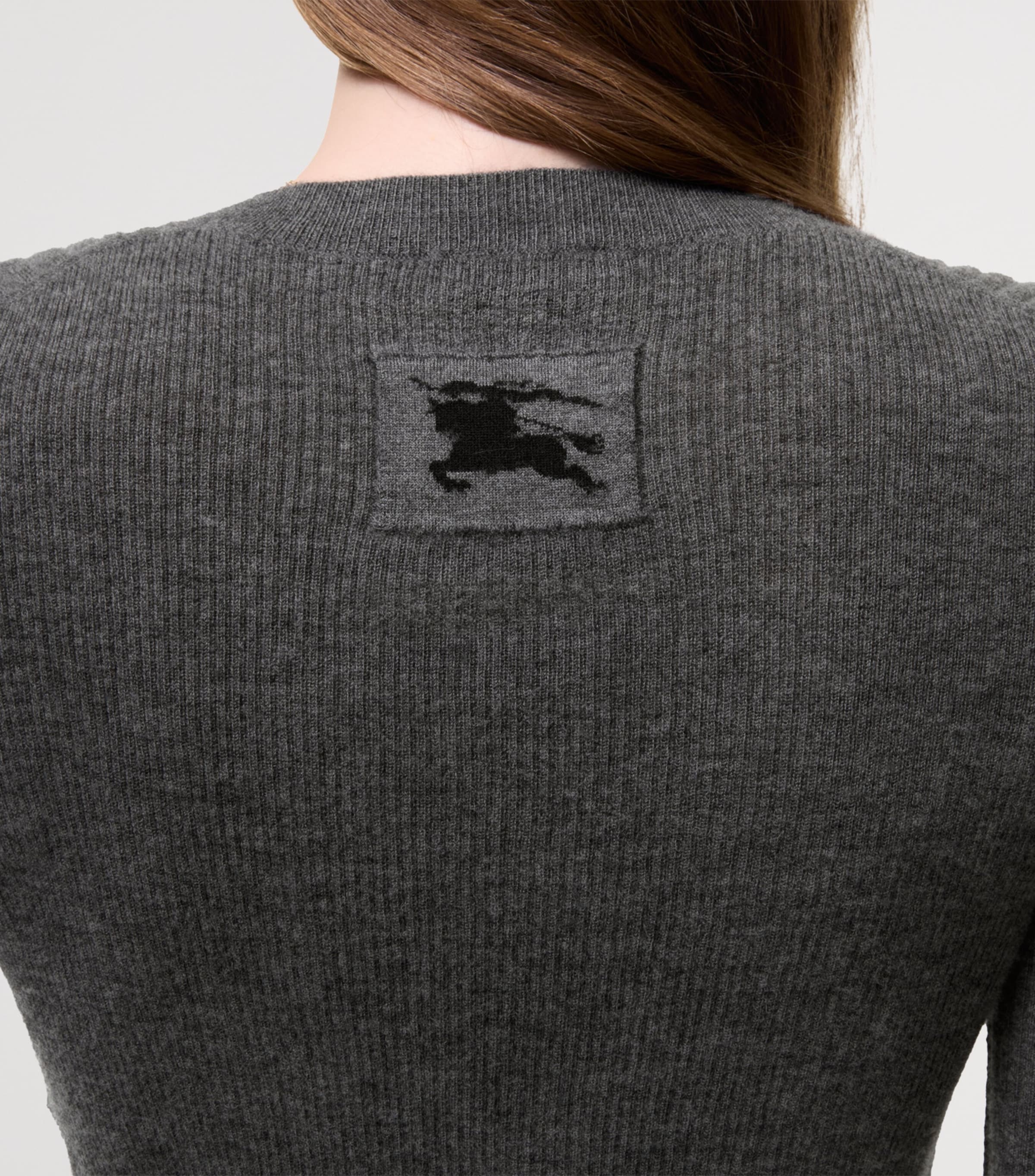 Burberry Womens Cashmere Slim Cardigan Grey Melange Image 3