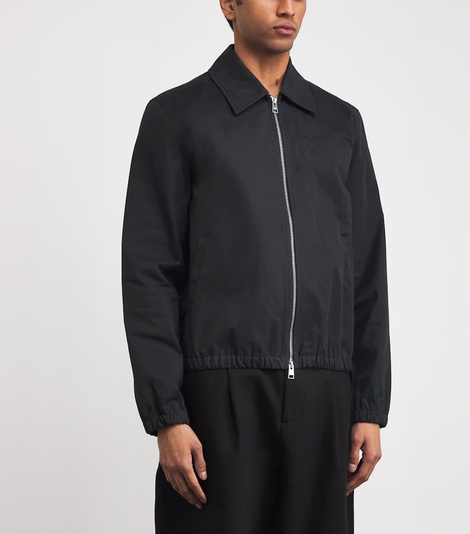 Cotton Zip-Up Jacket 001 NOIR Image 3