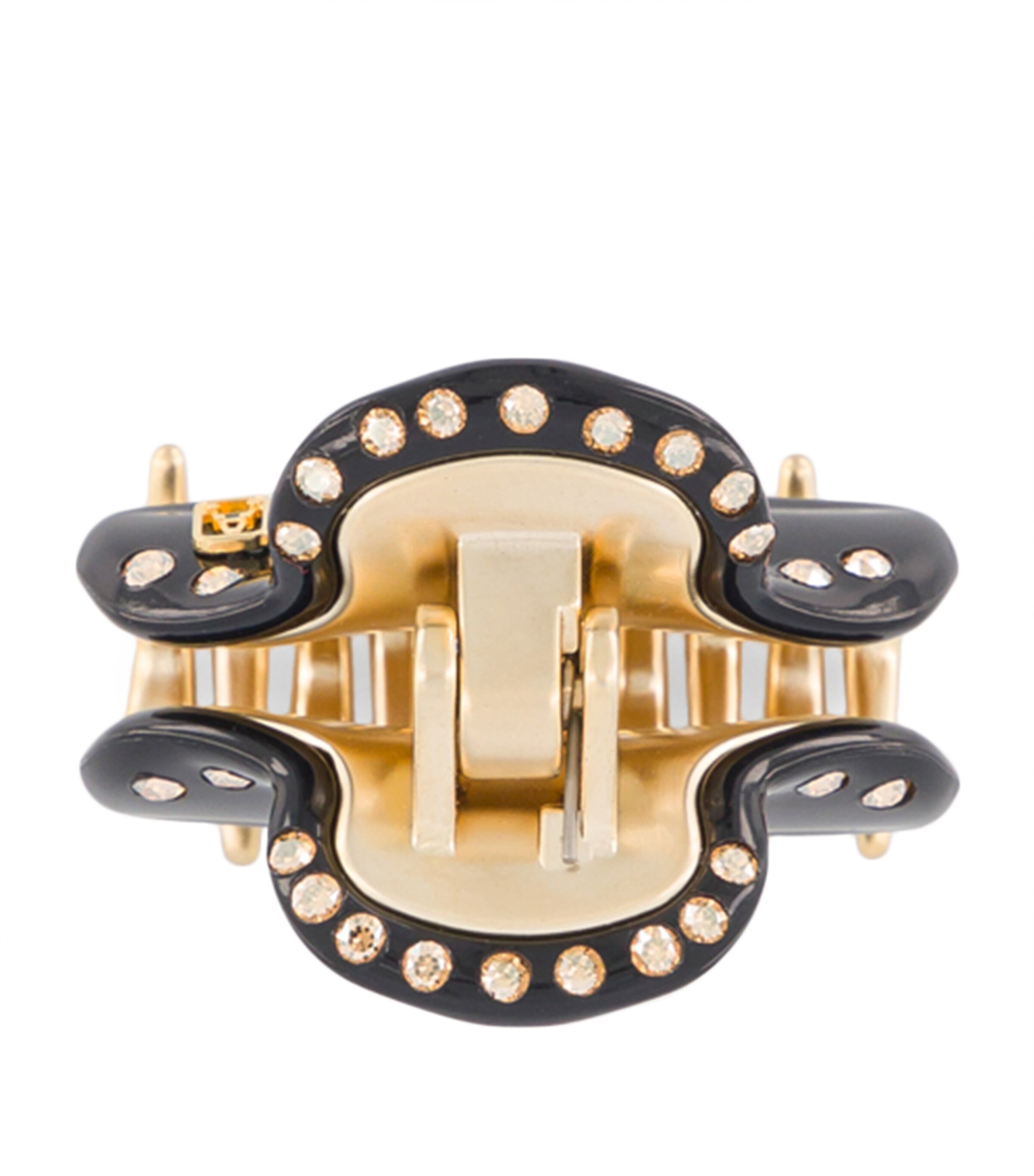Alexandre de Paris Gold-Plated Crystal-Embellished Claw Hair Clip Noir B/or Image 3