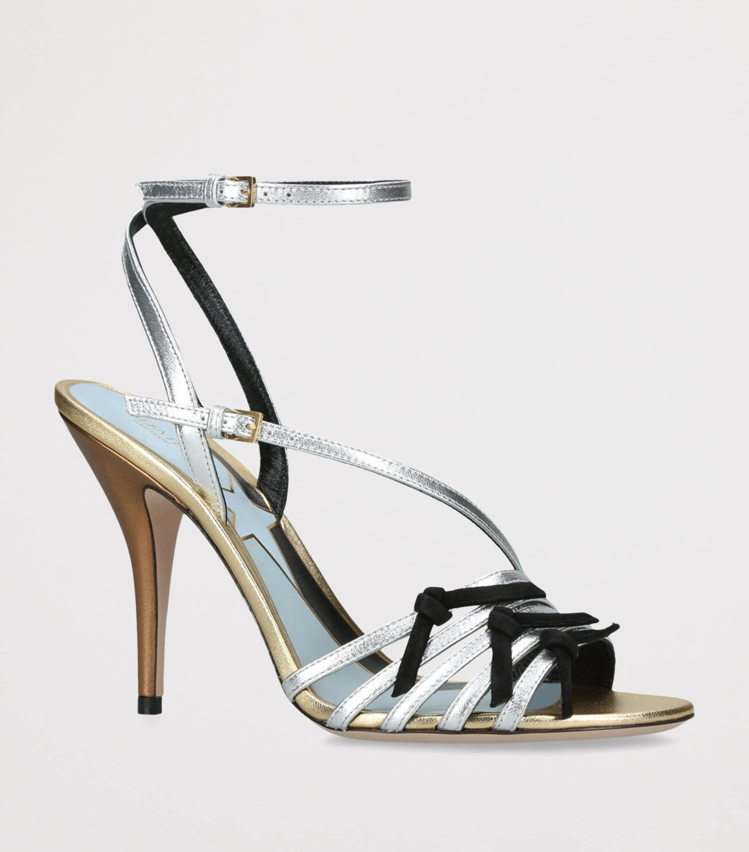 Leather Nodine Heeled Sandals 100 SILVER COM Image 3