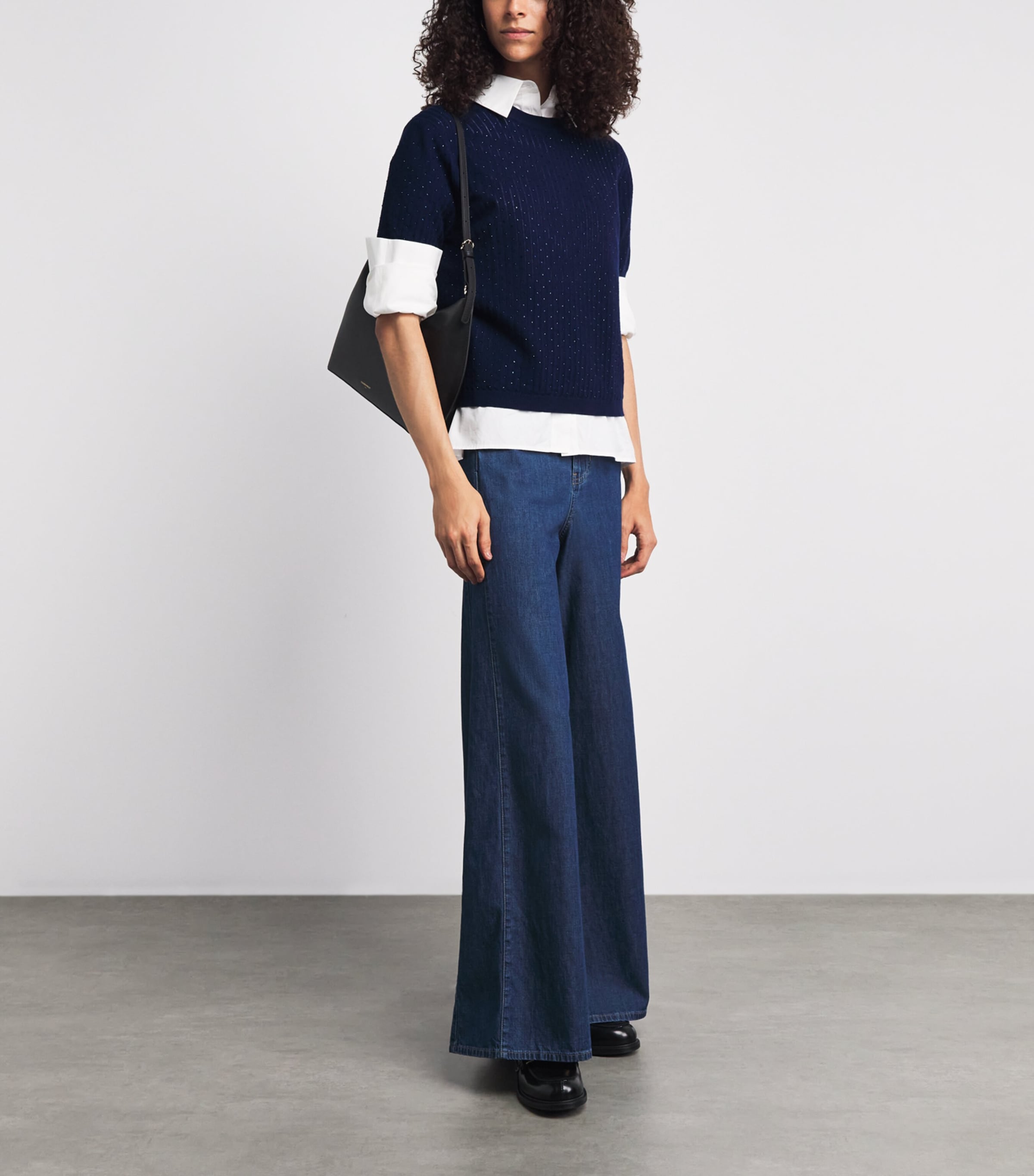 Maje Womens Wool-Blend Embellished Sweater Navy Image 2
