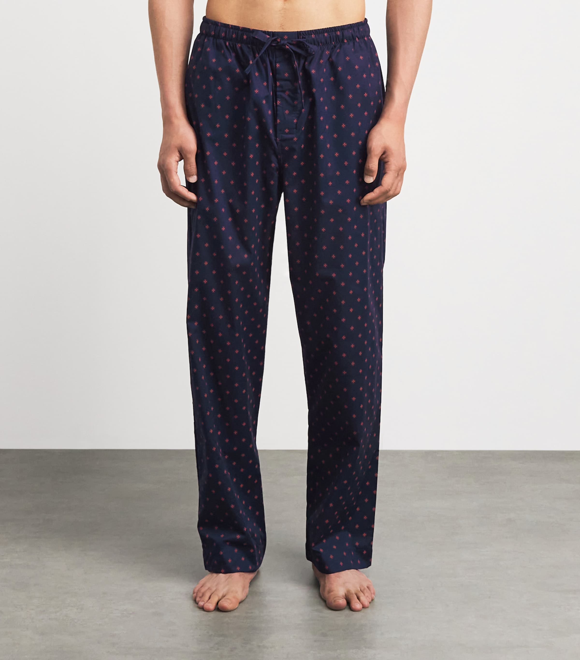 Derek Rose Mens Cotton Nelson Lounge Trousers Nav Image 4