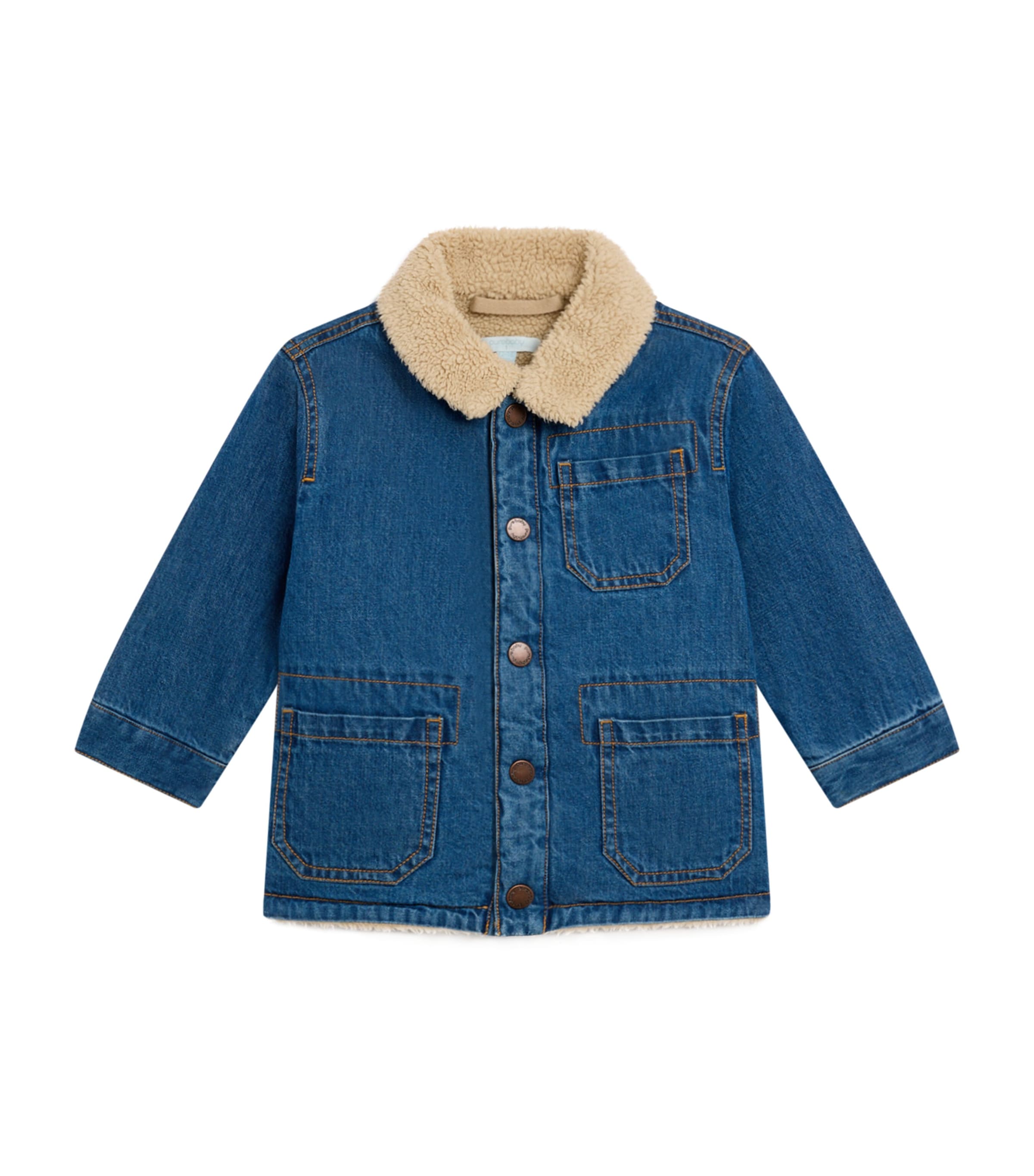 Purebaby Kids' Faux-sherpa Denim Jacket In Multi