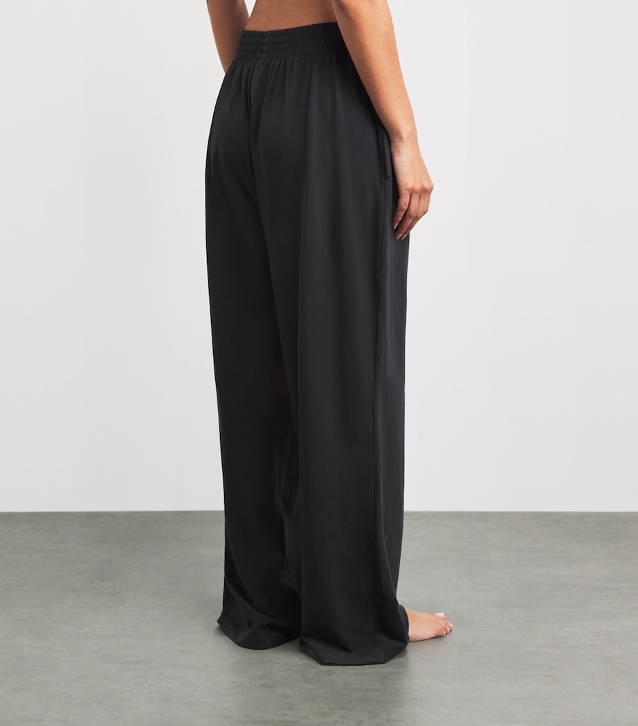 Skims Womens Stretch-Cotton Wide-Leg Sweatpants Soot Image 5