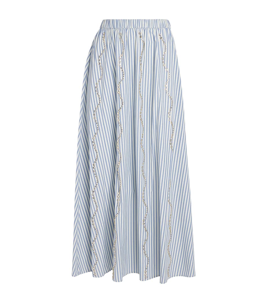Sandro Paris Womens Rhinestone Stripe Maxi Skirt Blue Image 1