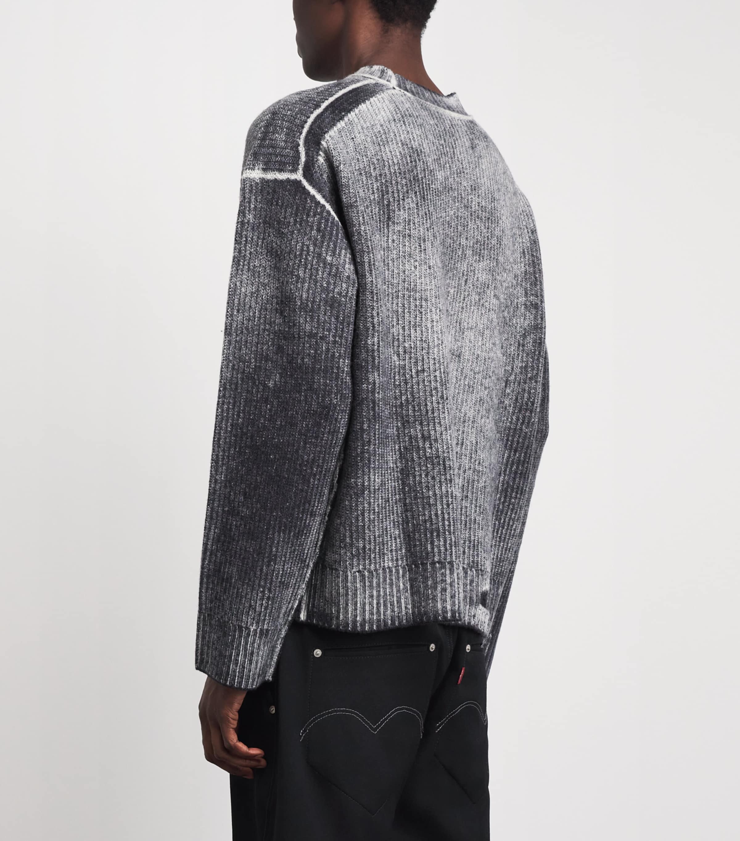 Represent Mens Wool Reversible Fade Out Sweater Jet Black Image 5
