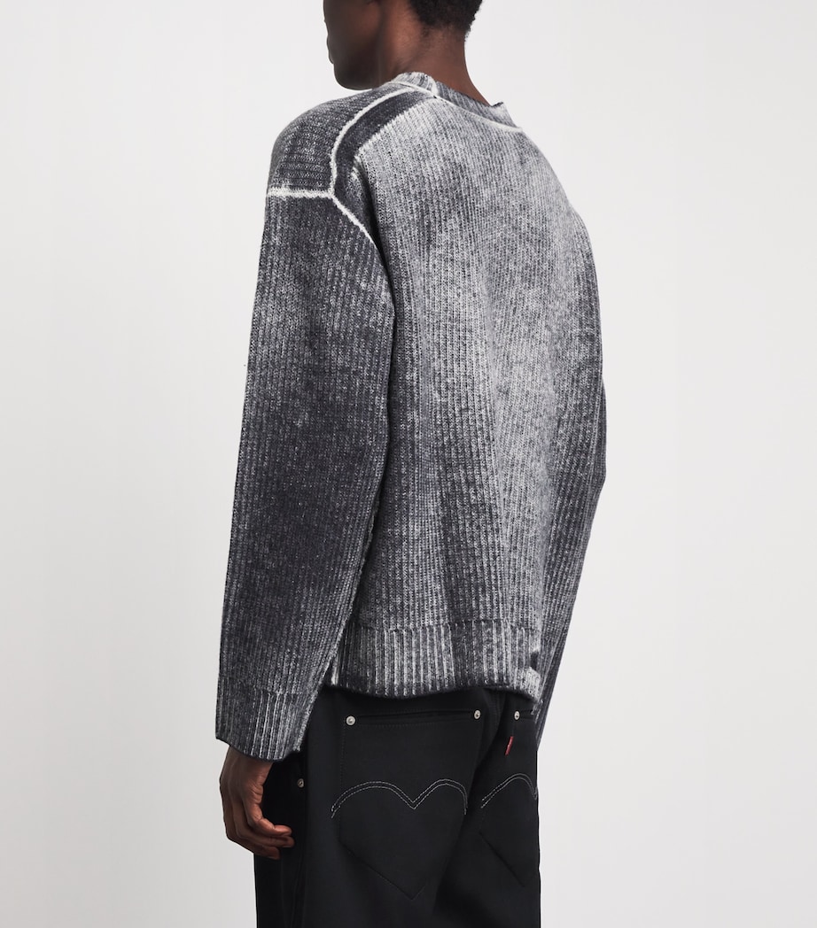 Represent Mens Wool Reversible Fade Out Sweater Jet Black Image 5