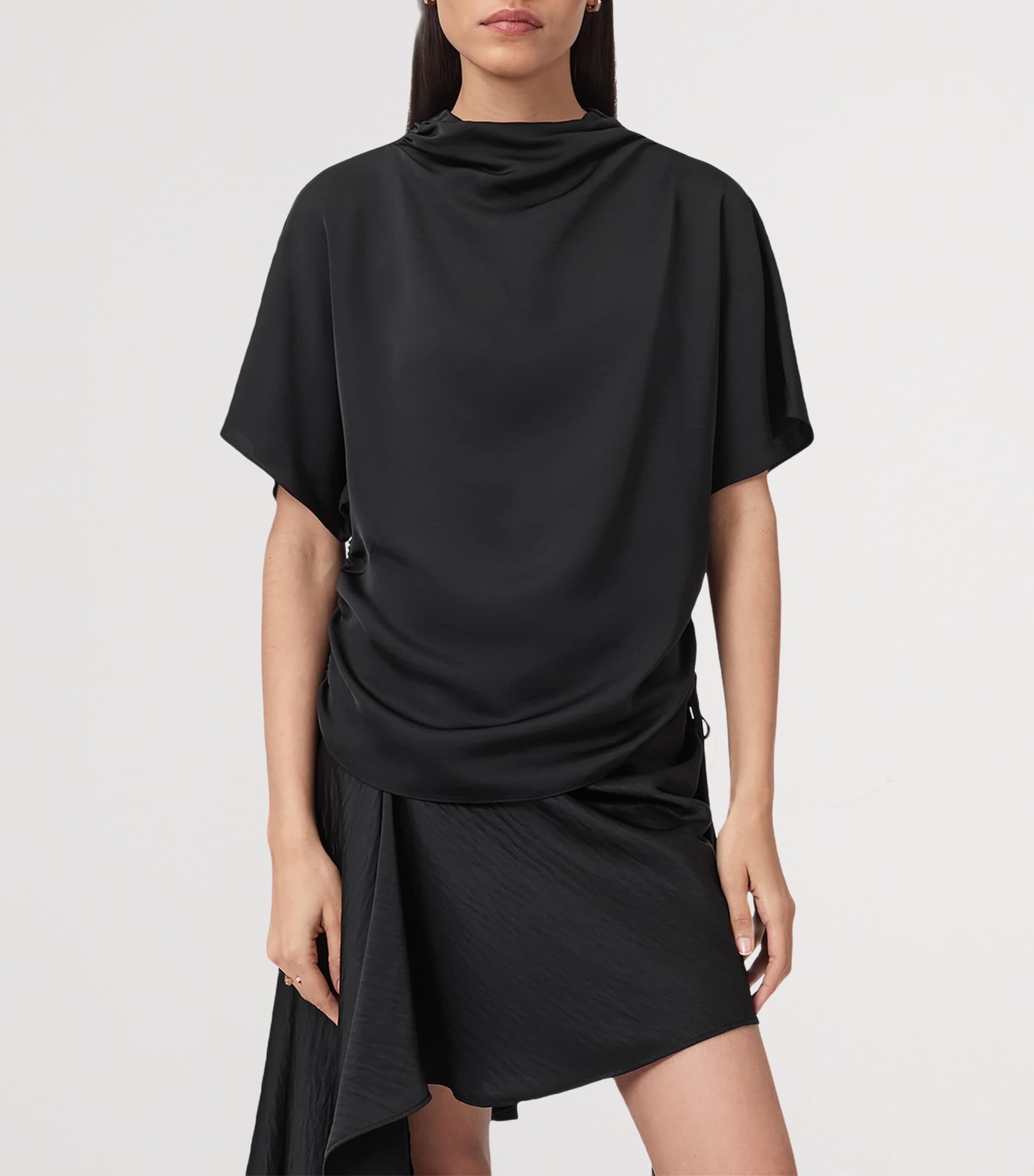 AllSaints Womens Draped Leslie Top Black Image 4