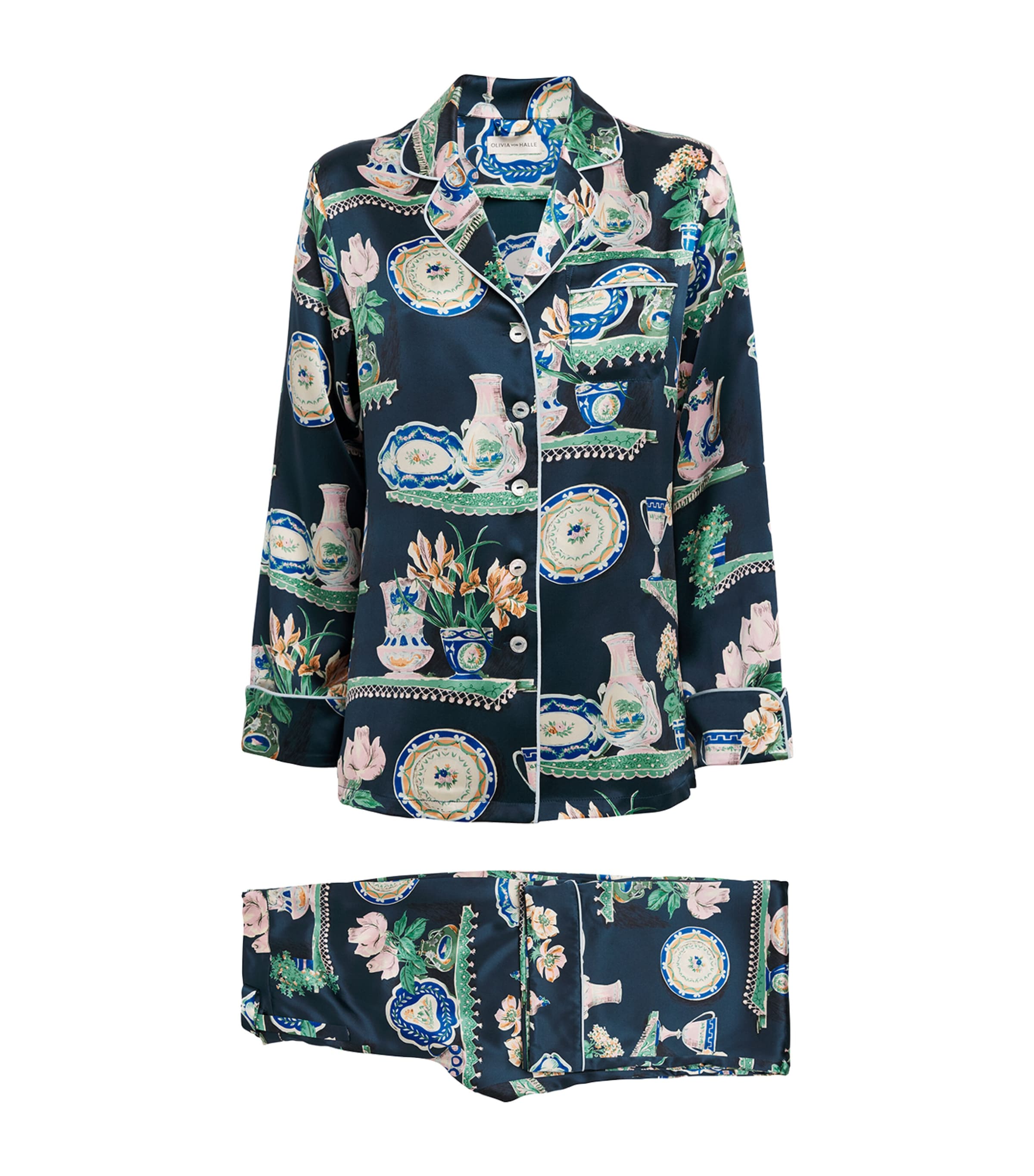 Olivia von Halle Womens Silk Lila Pyjama Set Giotto Image 1