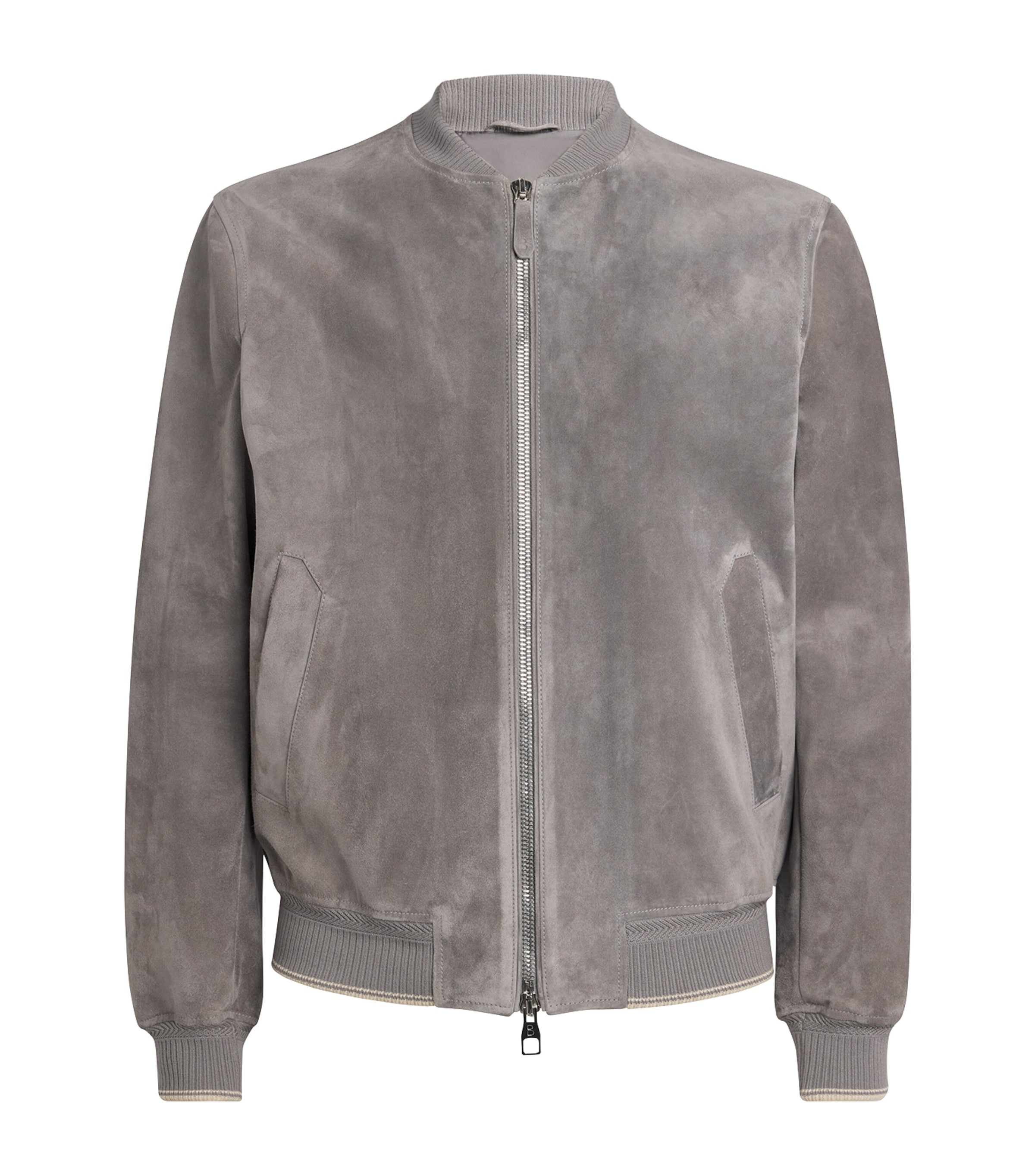 Brett Johnson Suede Varsity Jacket In Grey