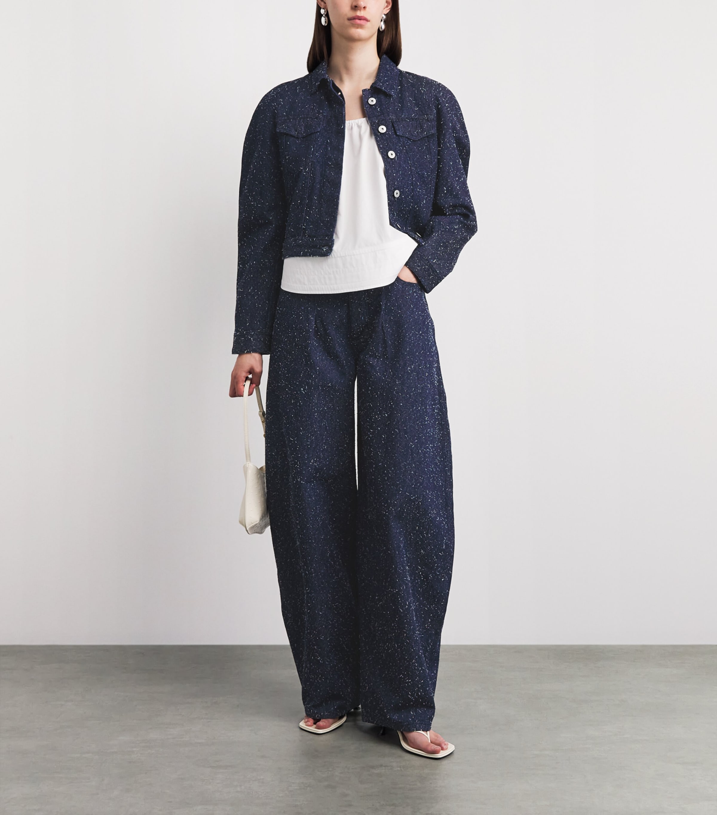 Jacquemus Womens Embroidered Ovalo Denim Jacket Navy Image 2