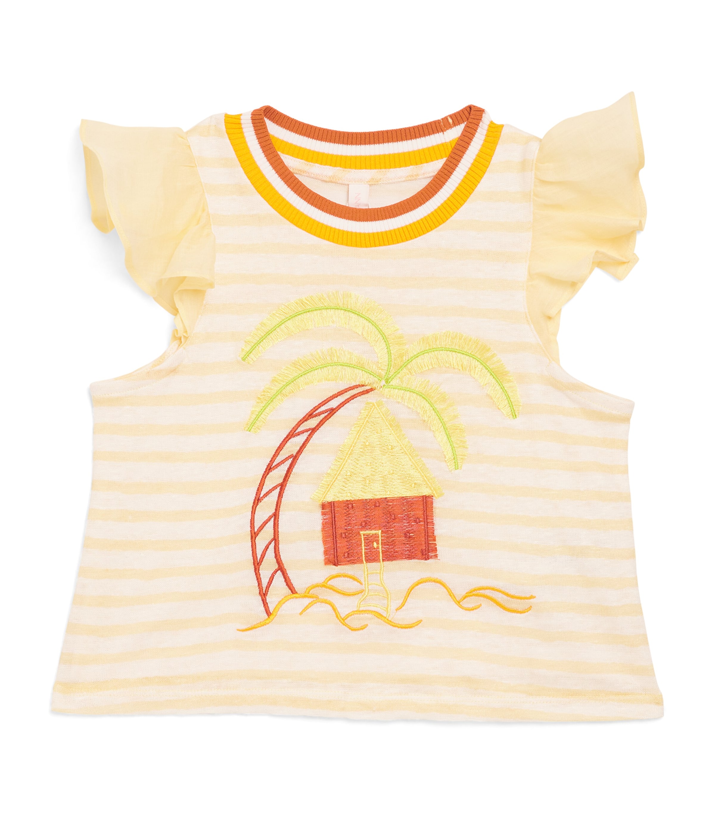 Zimmermann Linen Appliqué Cascadian Frill T-shirt In Yellow