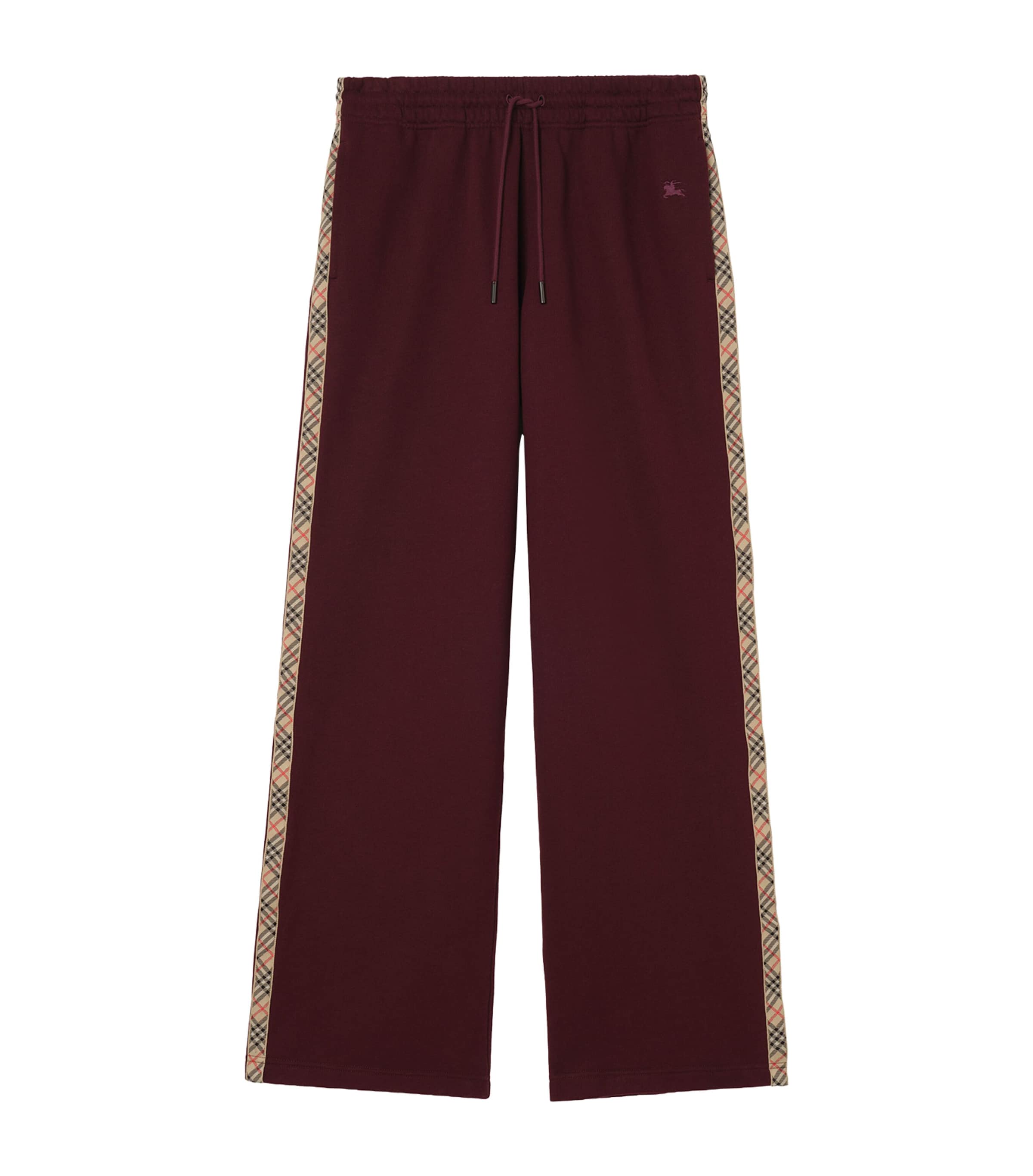 Burberry Womens Cotton Check-Tape Sweatpants Vineyard Red Image 1