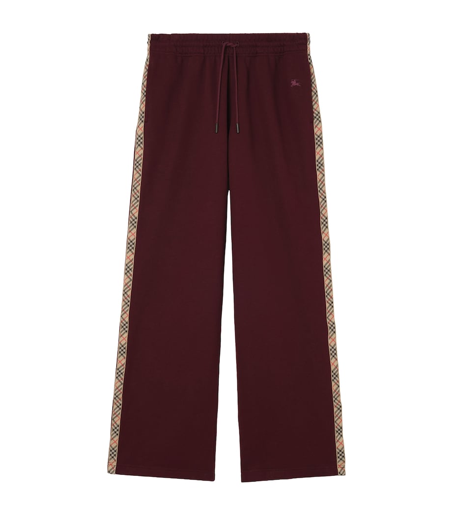 Burberry Womens Cotton Check-Tape Sweatpants Vineyard Red Image 1