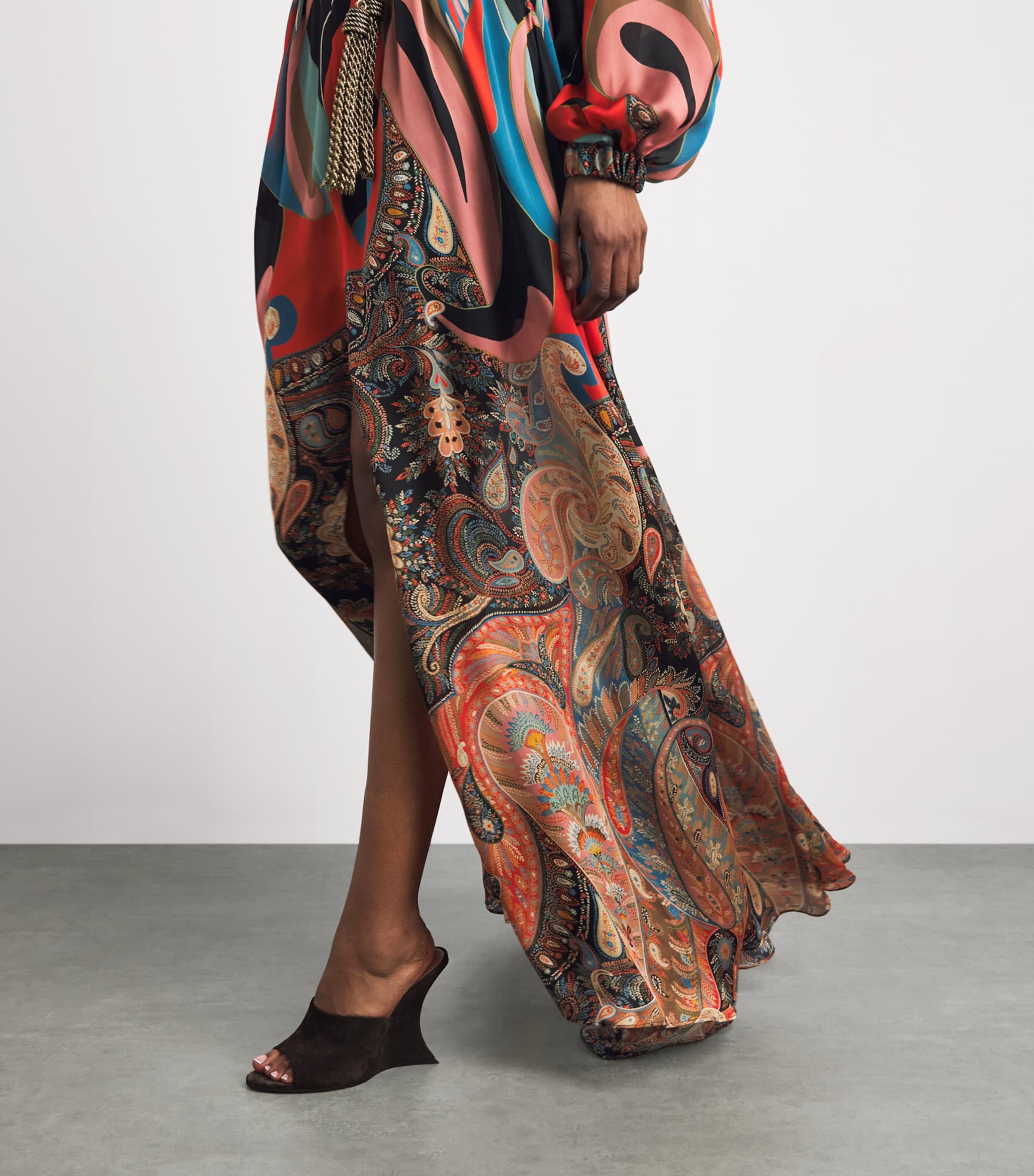 Etro Womens Silk Paisley Maxi Dress Black Print Image 5