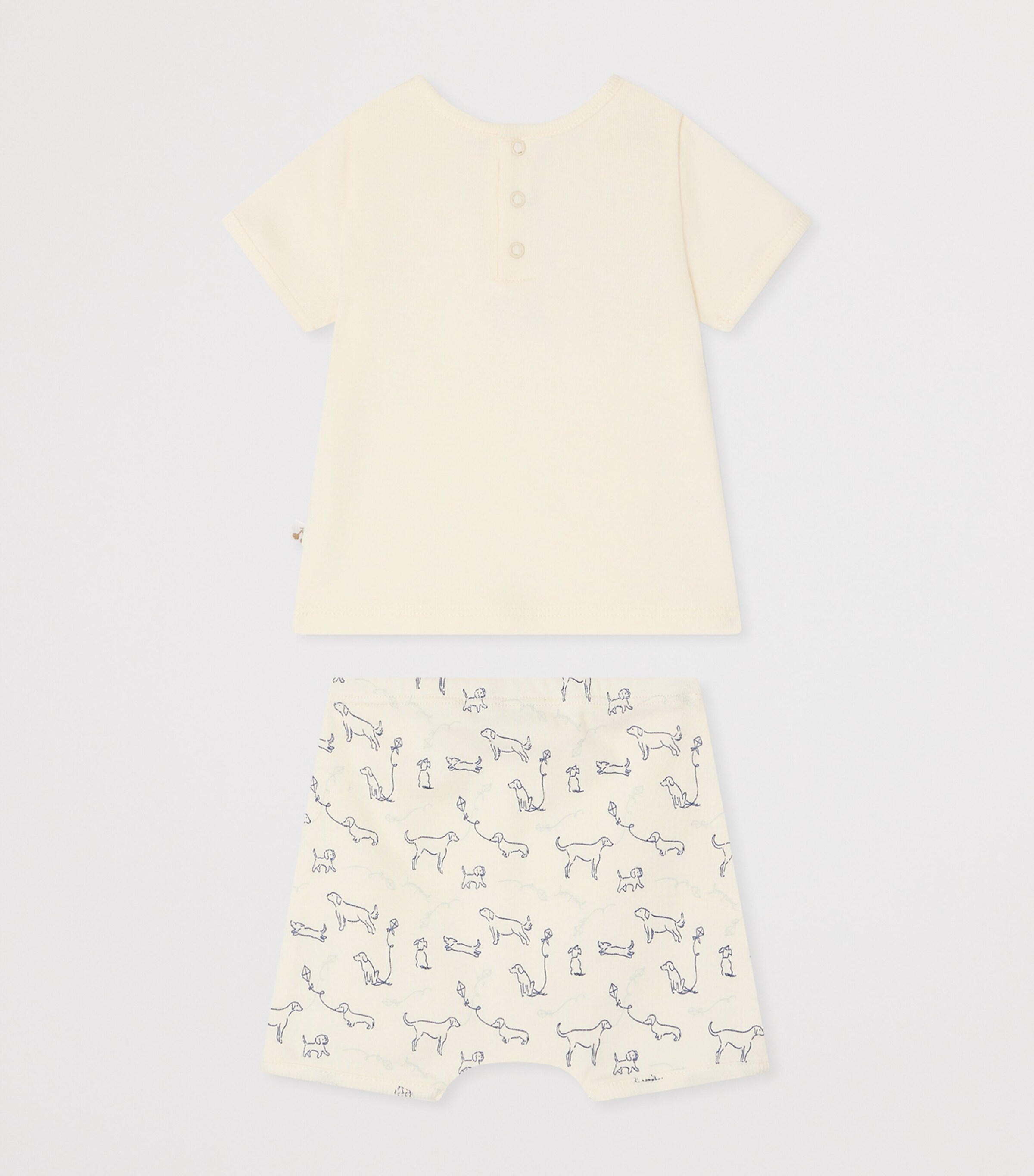 Bonpoint Cotton Printed Top and Shorts Set (1-18 Months) Im Bleu Nuit Image 2