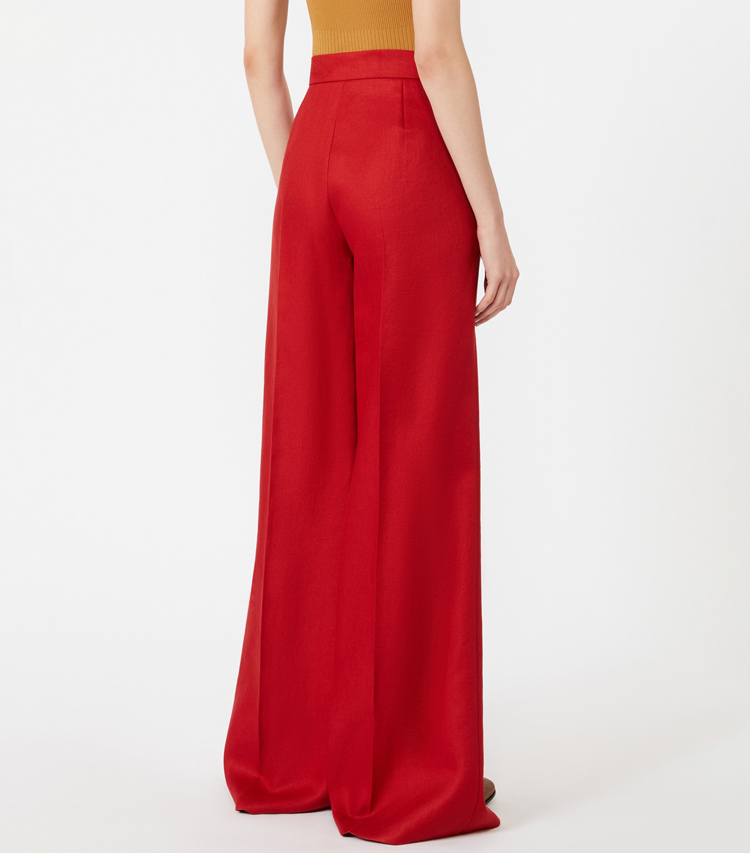 Max Mara Womens Linen Wide-Leg Trousers Red Image 4