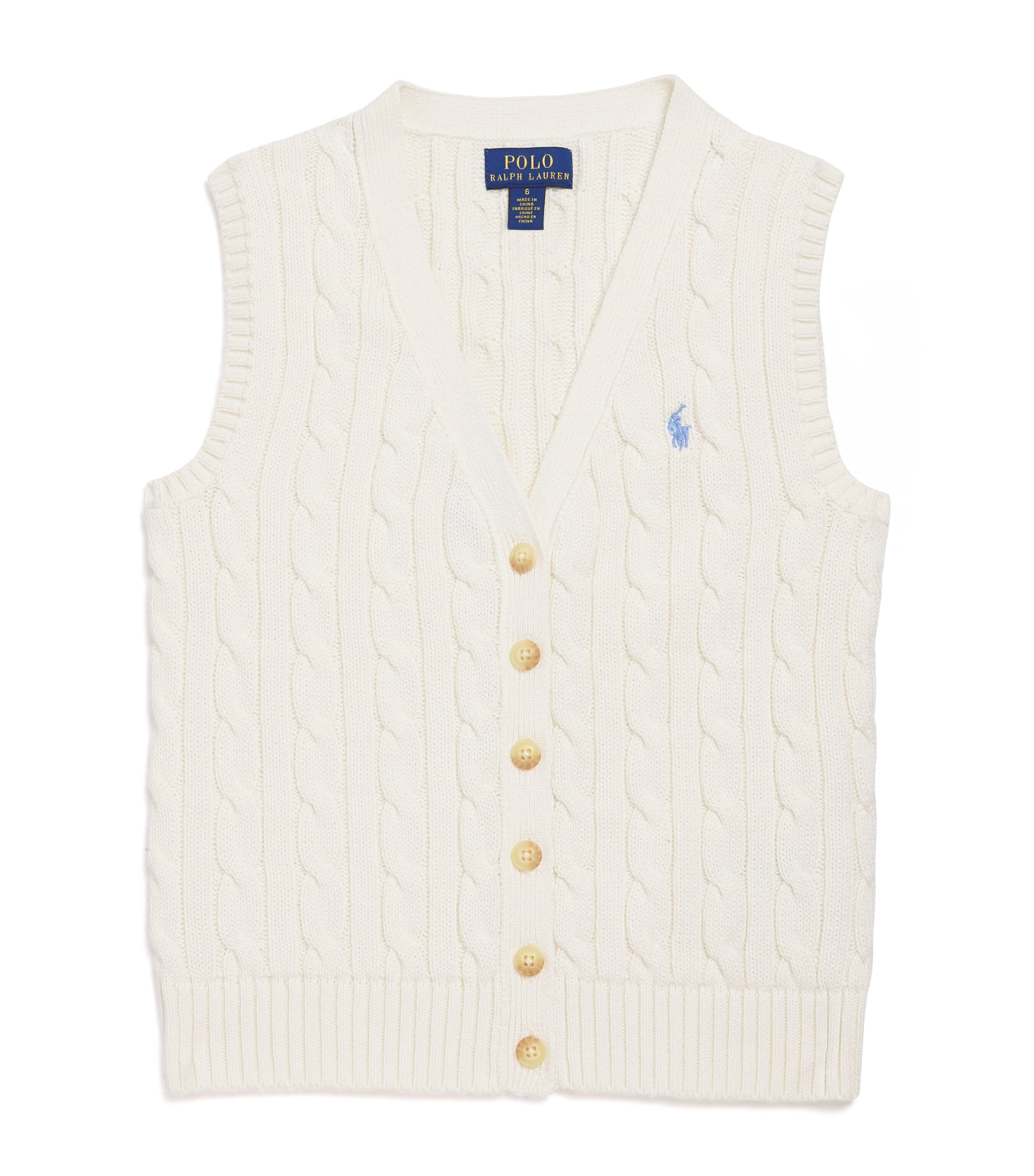 Shop Ralph Lauren Cotton Cable-knit Sweater Vest In Ivory
