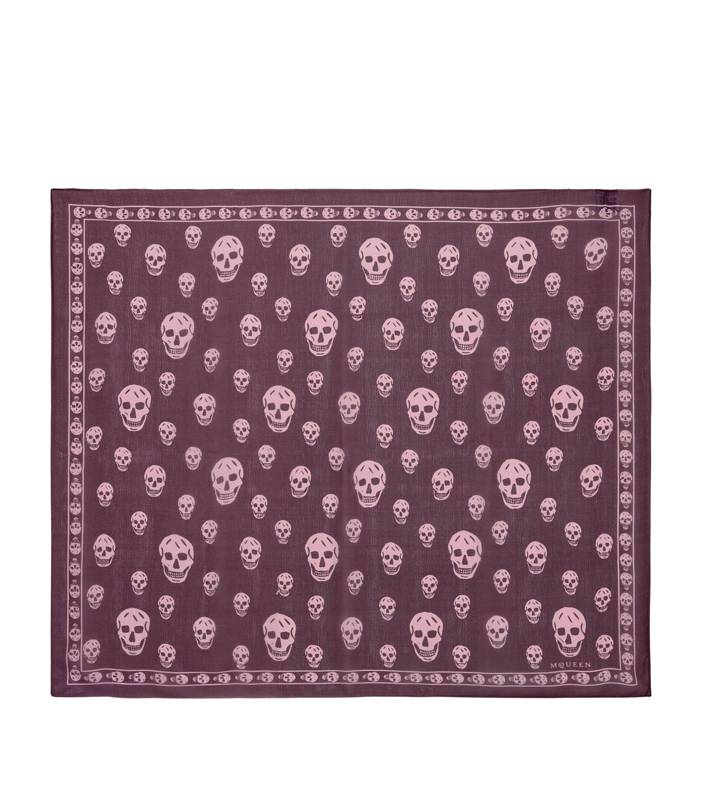 Alexander Mcqueen Silk Skull Print Scarf In Burgundy
