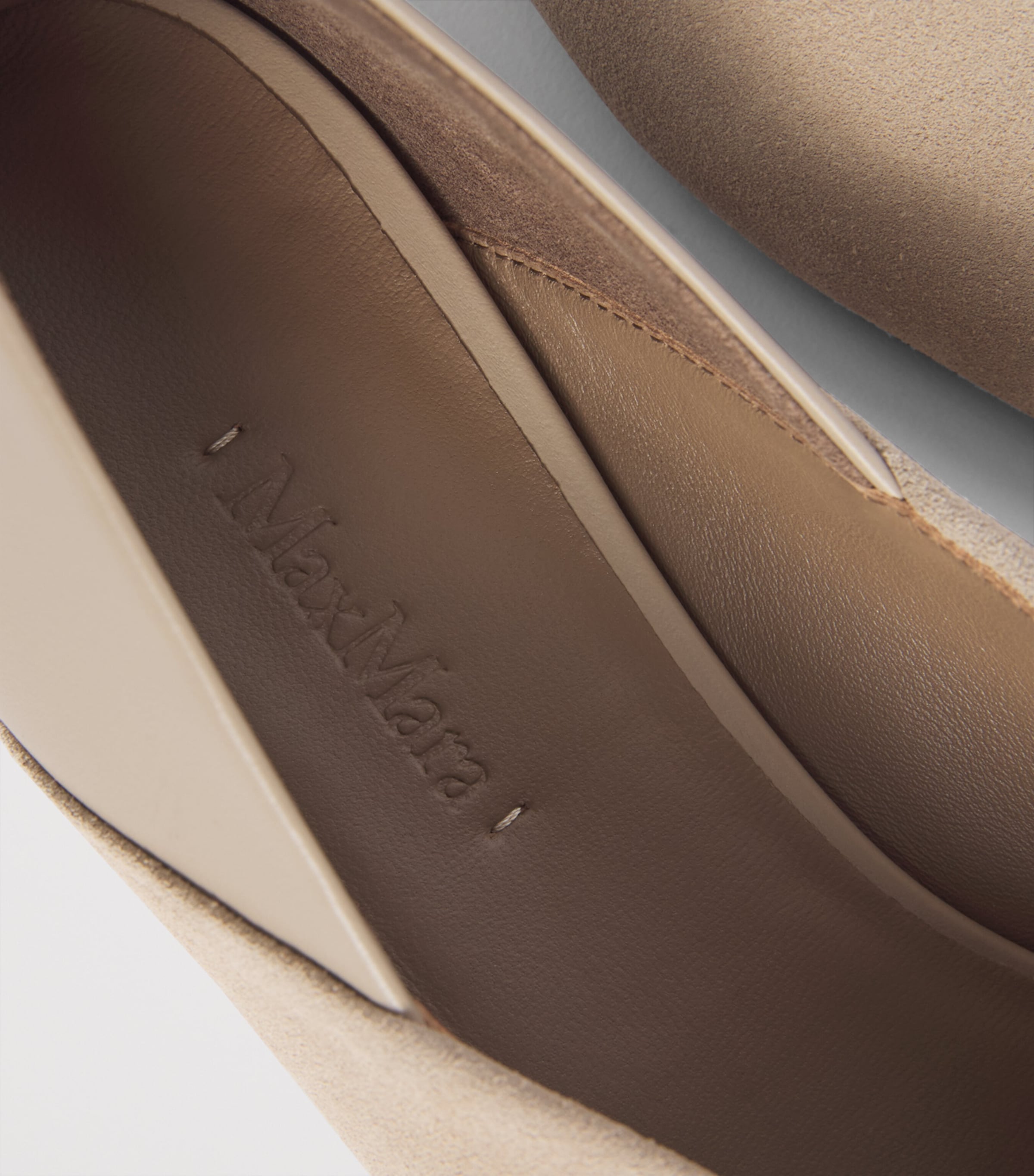 Max Mara Suede Leather-Trim Ballet Flats Beige Image 7