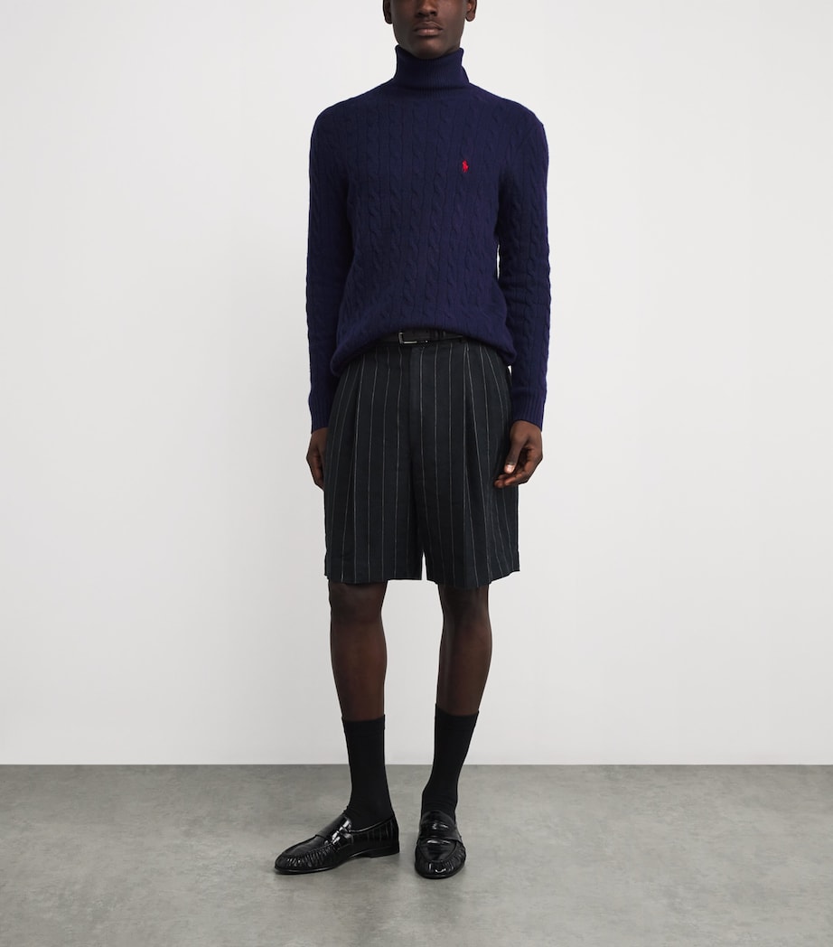 Polo Ralph Lauren Mens Wool-Cashmere Rollneck Sweater Blue Image 2