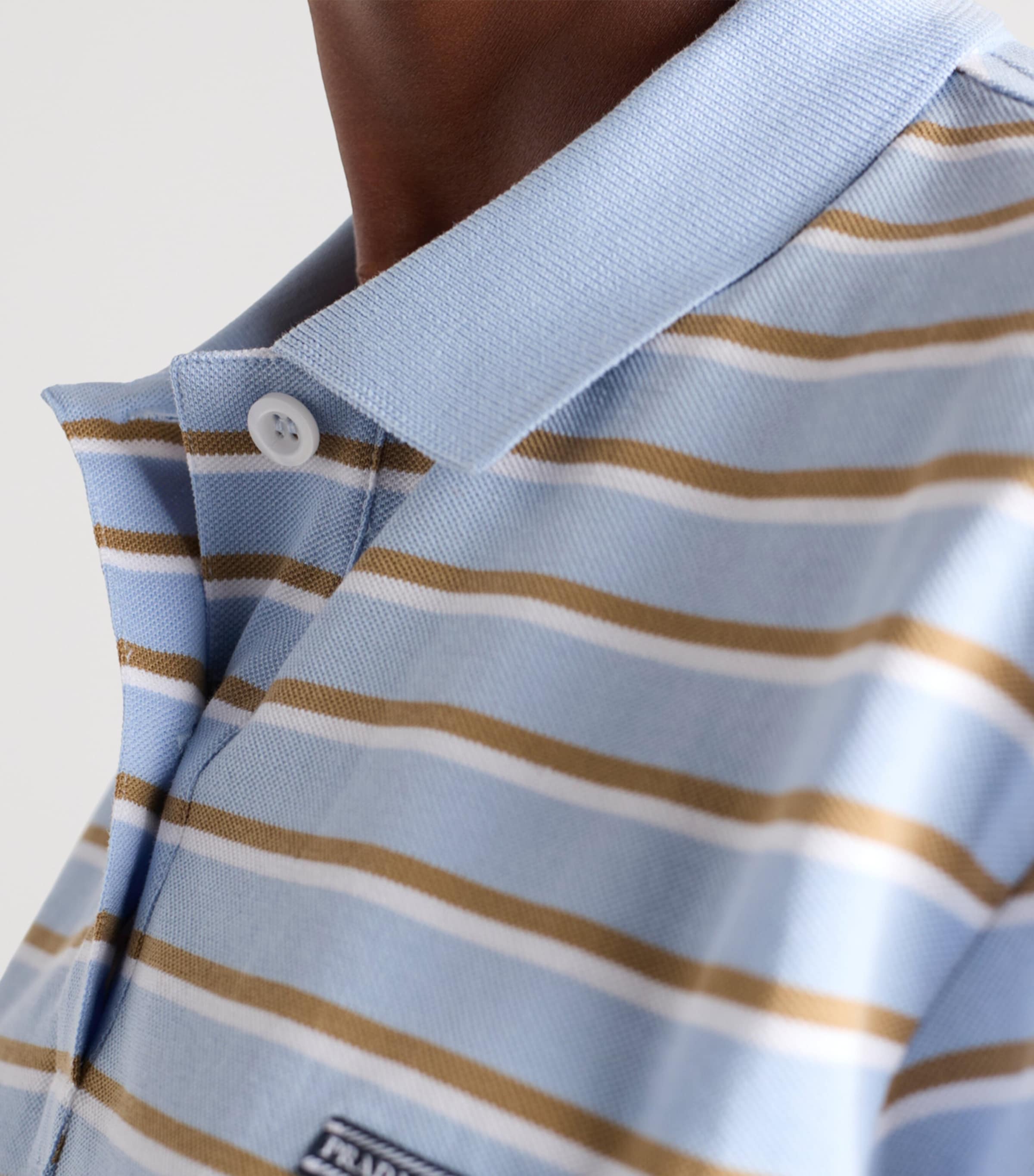 Stripe Cropped Polo Shirt F0KO4 Image 3