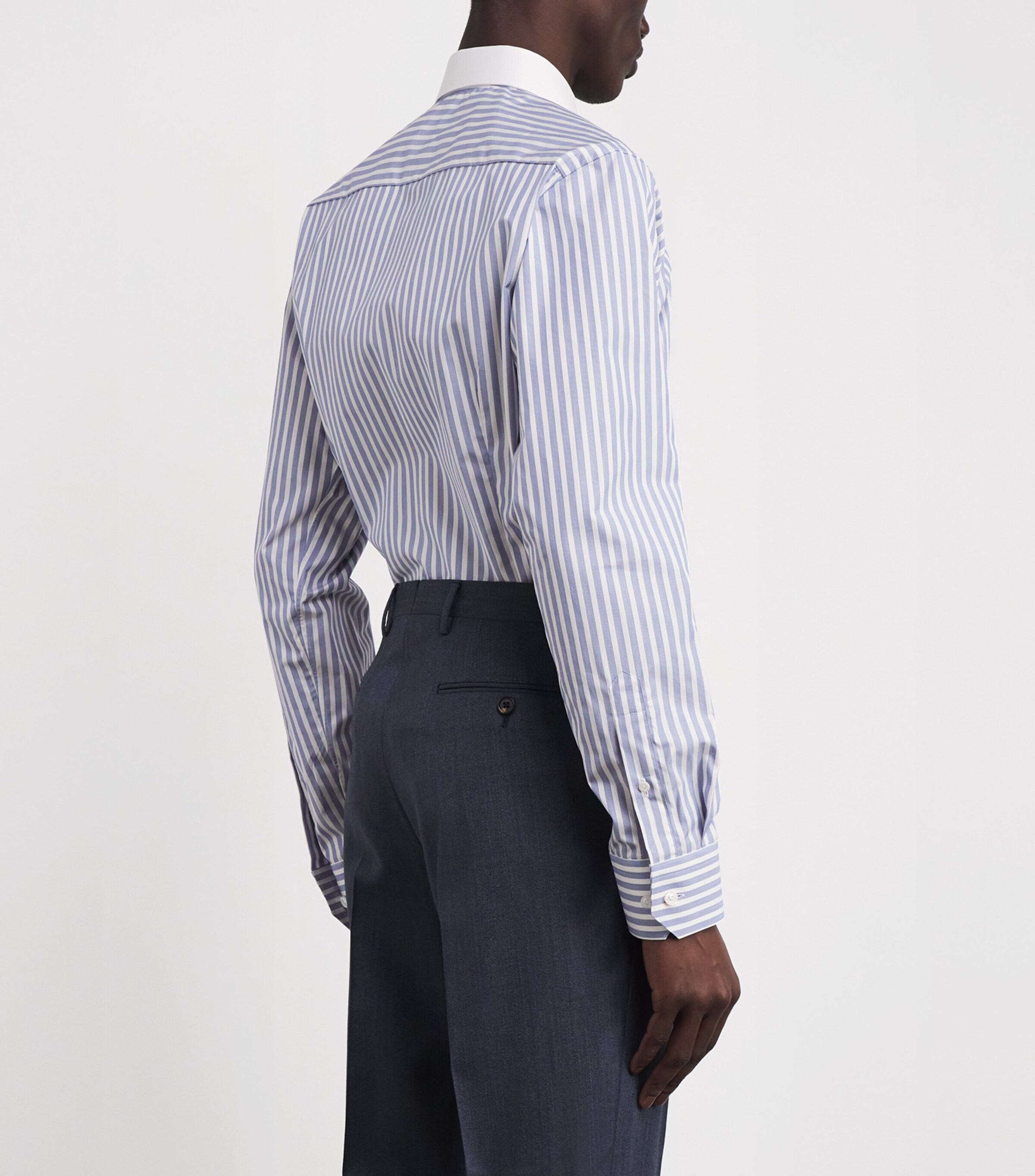 Eton Mens Supima Cotton Twill Bengal Stripe Shirt White Image 4