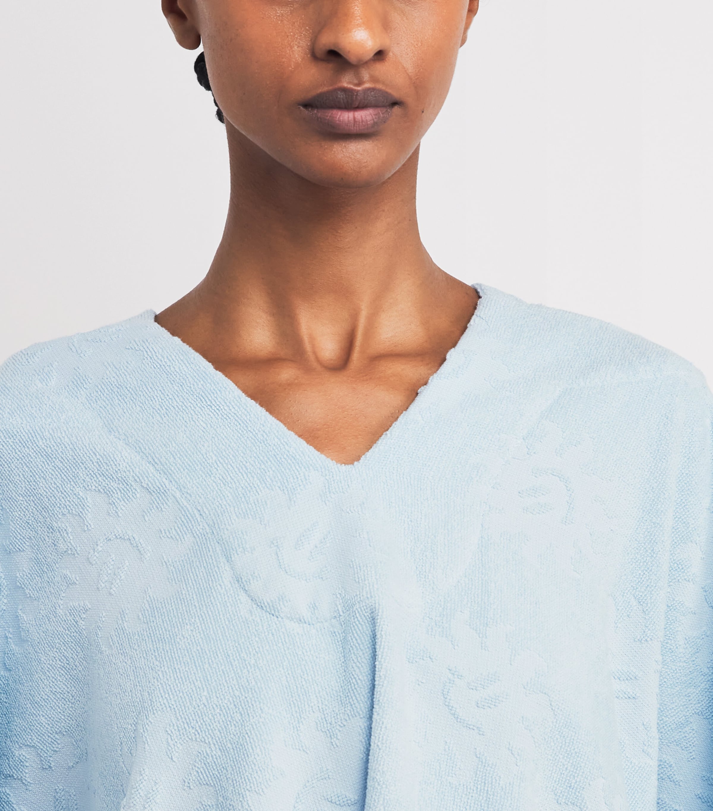 Hunza G Womens Cotton Terry Hooded Poncho Metallic Ice Blue Image 3