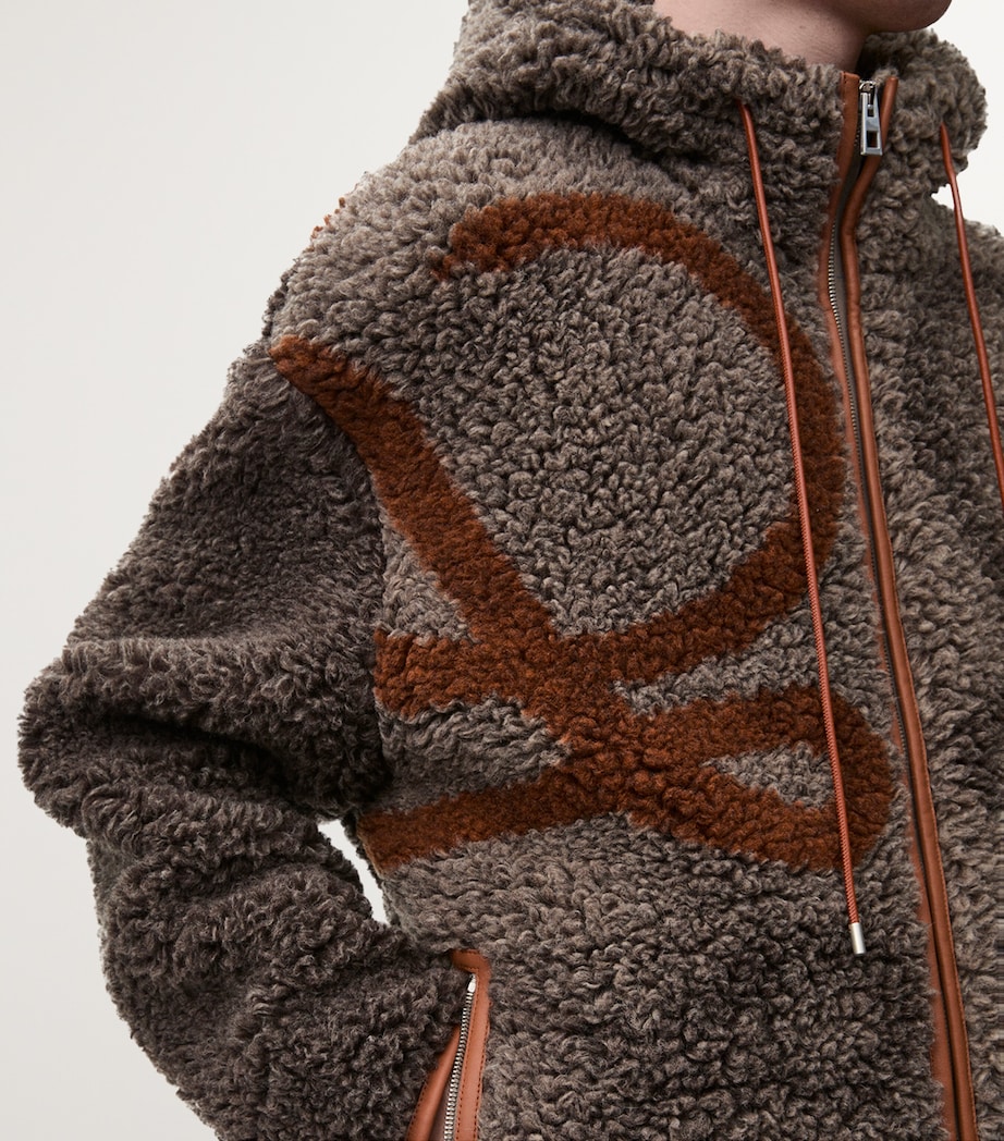 LOEWE Mens Fleece Hooded Jacket Beige/khaki Green Image 6