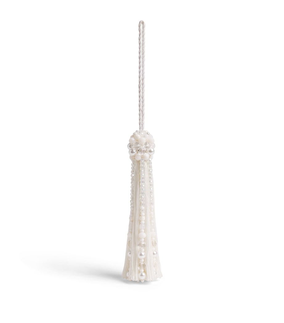 Jessica Light Beaded Tassel Tree Decoration White Image 1