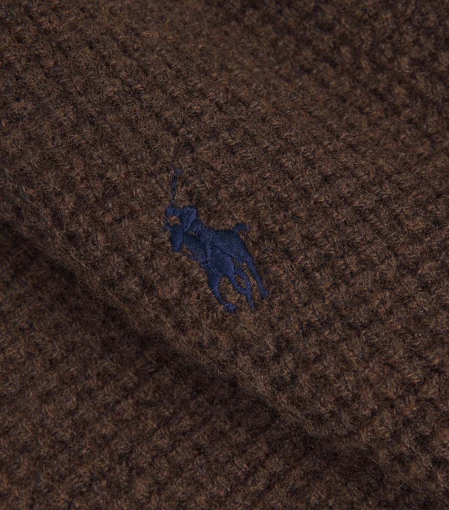 Wool-Cotton Polo Sweater BROWN HEATHER Image 5