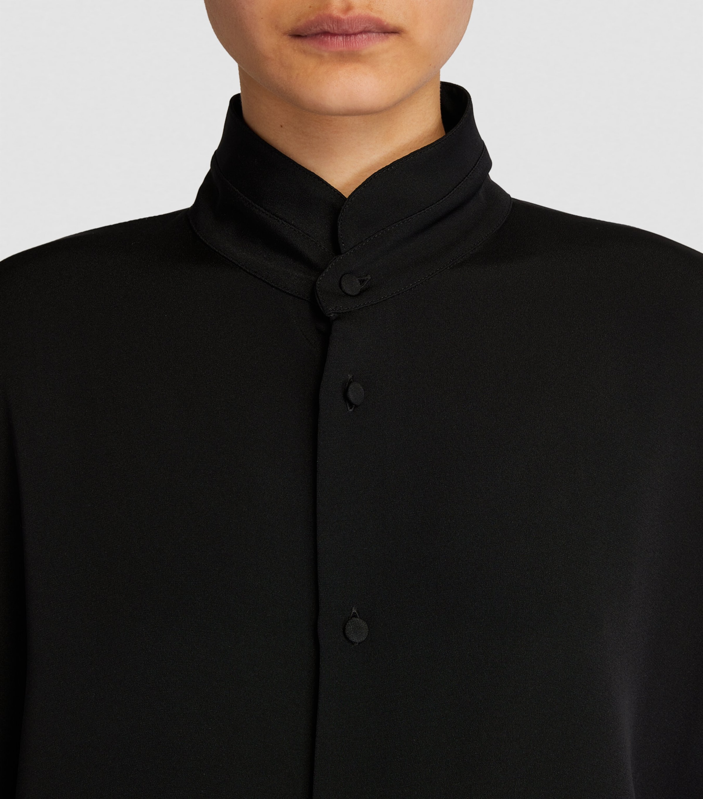 Silk Stand-Collar Shirt BLACK Image 6